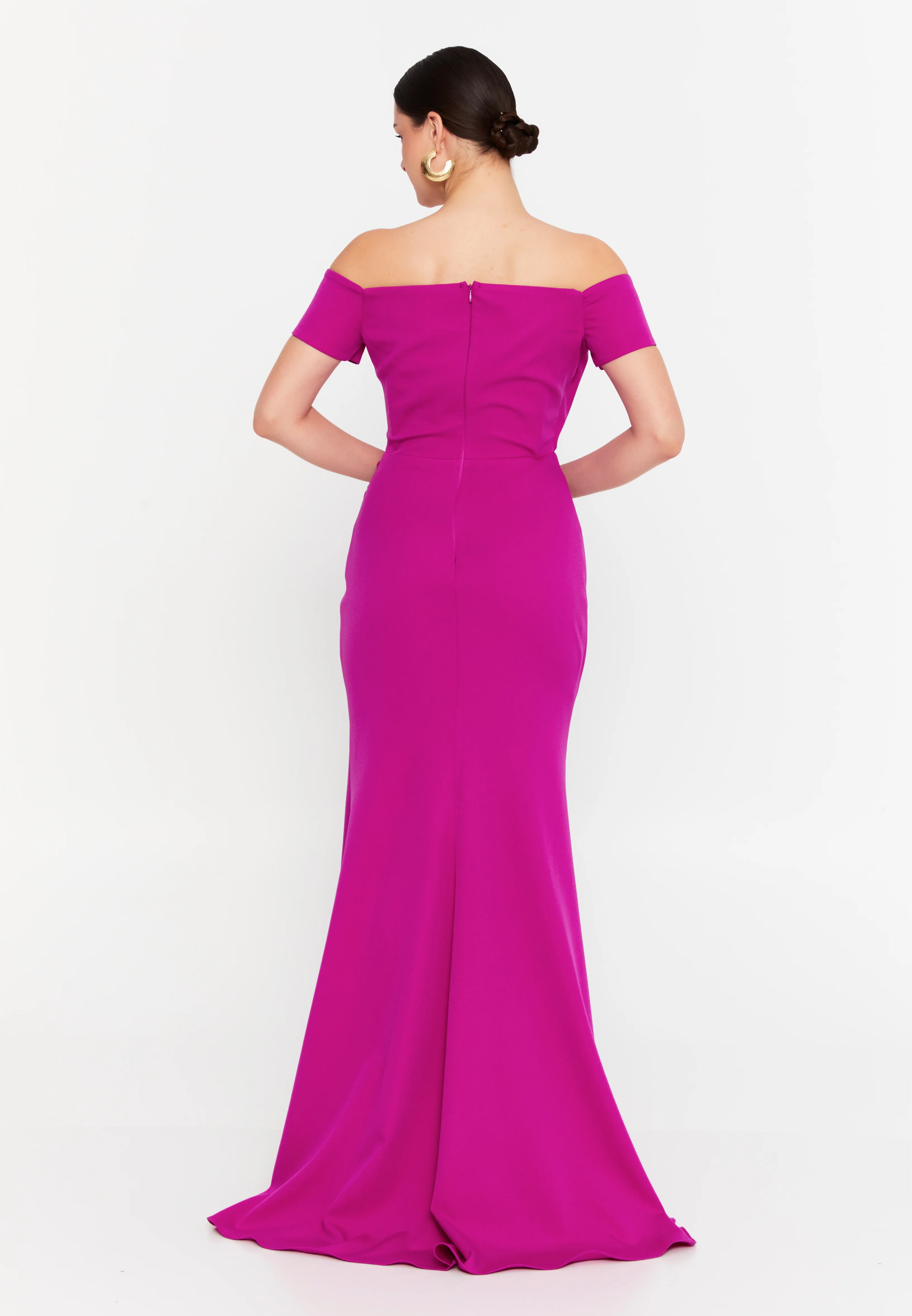 Off Shoulder Maxi Viscose Mermaid Regular Wedding Guest Dress aln1901 - Image 6