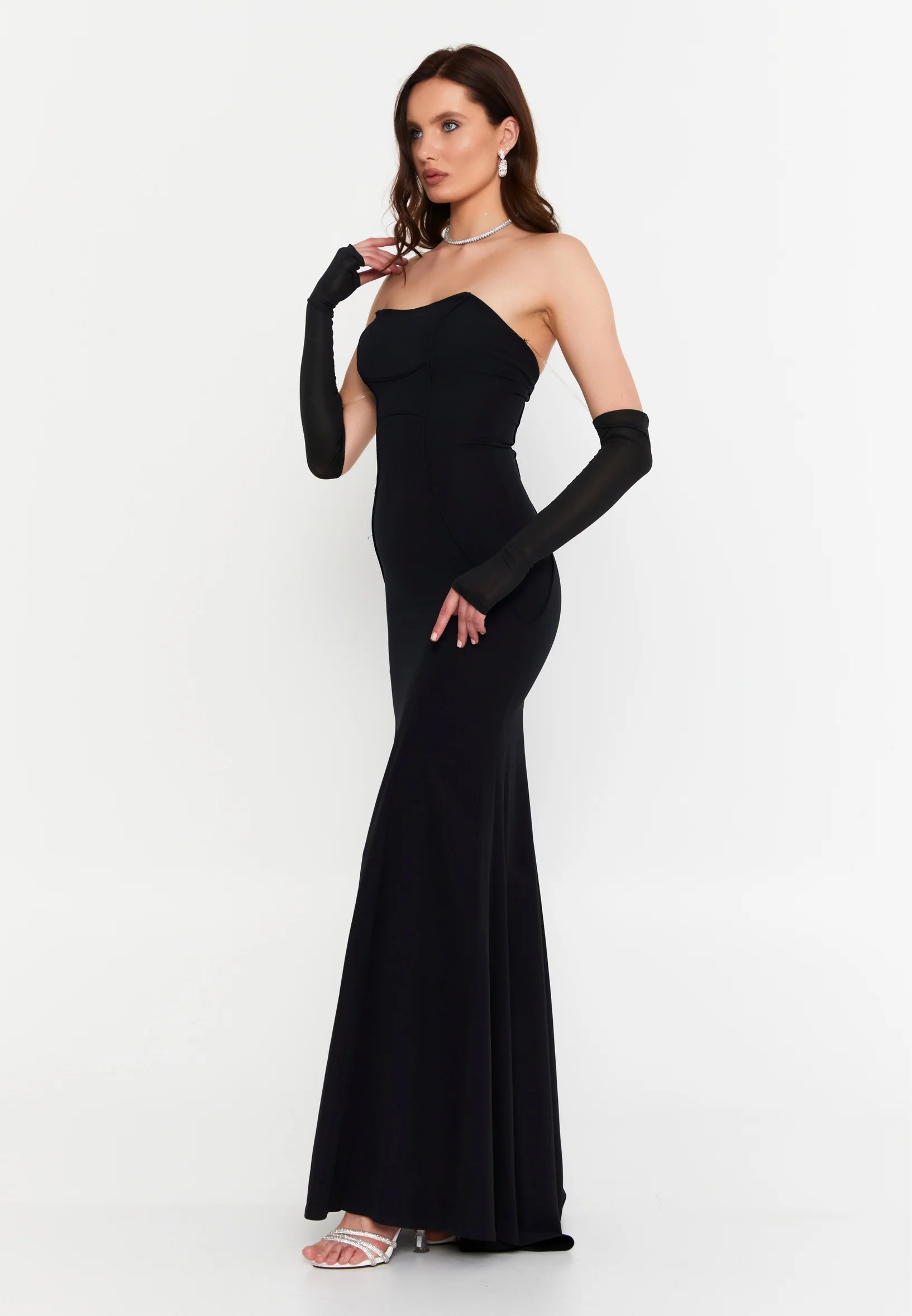 Off Shoulder Maxi Viscose Mermaid Regular Wedding Guest Dress prl121 - Image 3