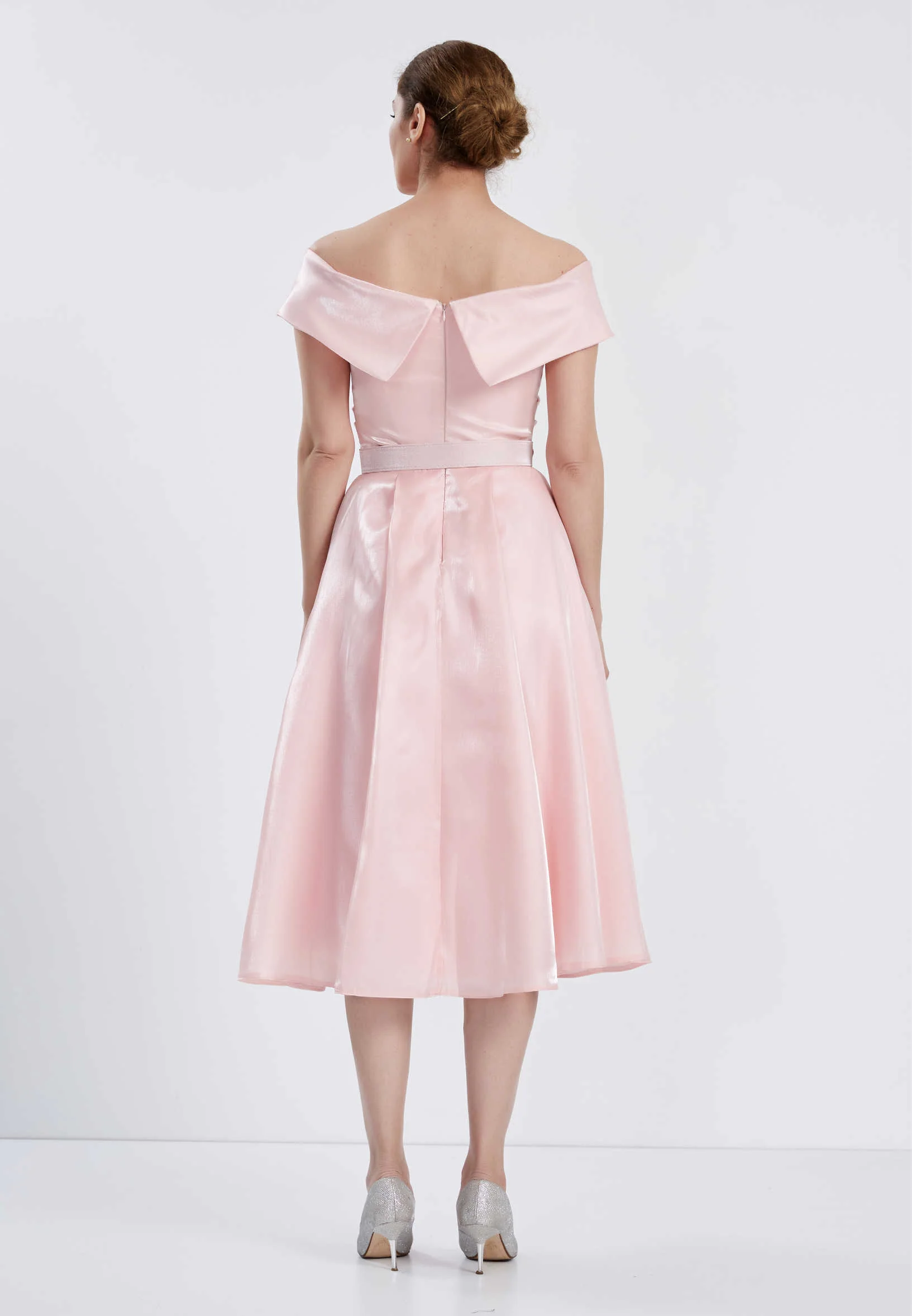 Off Shoulder Midi Chiffon Column Regular Prom Dress brq1241 - Image 10