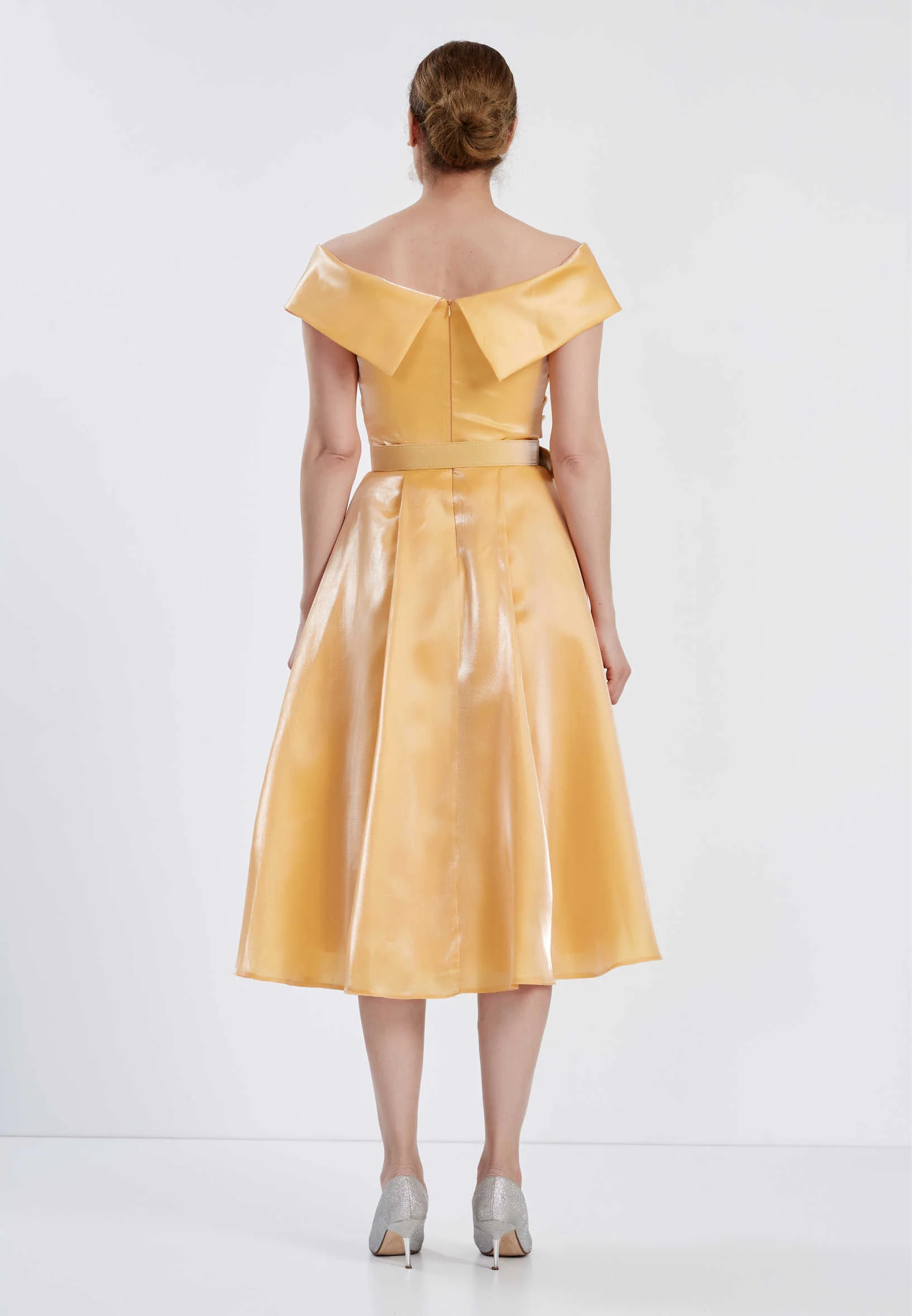 Off Shoulder Midi Chiffon Column Regular Prom Dress brq1241 - Image 14