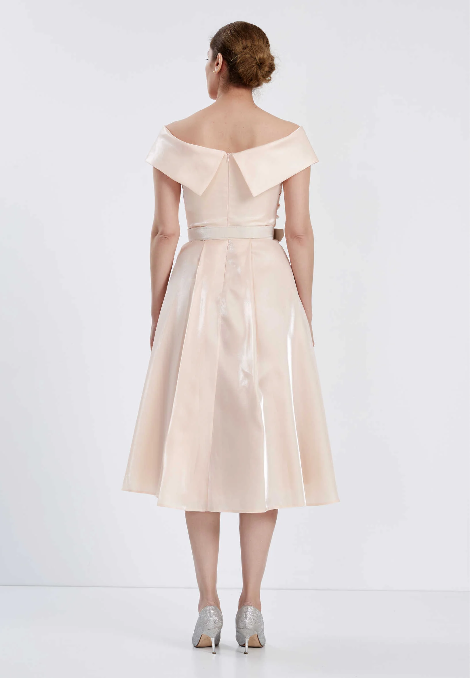 Off Shoulder Midi Chiffon Column Regular Prom Dress brq1241 - Image 2