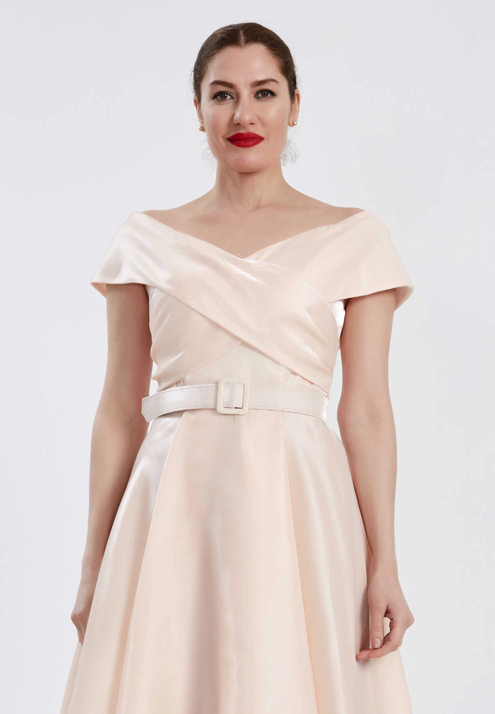 Off Shoulder Midi Chiffon Column Regular Prom Dress brq1241 - Image 4