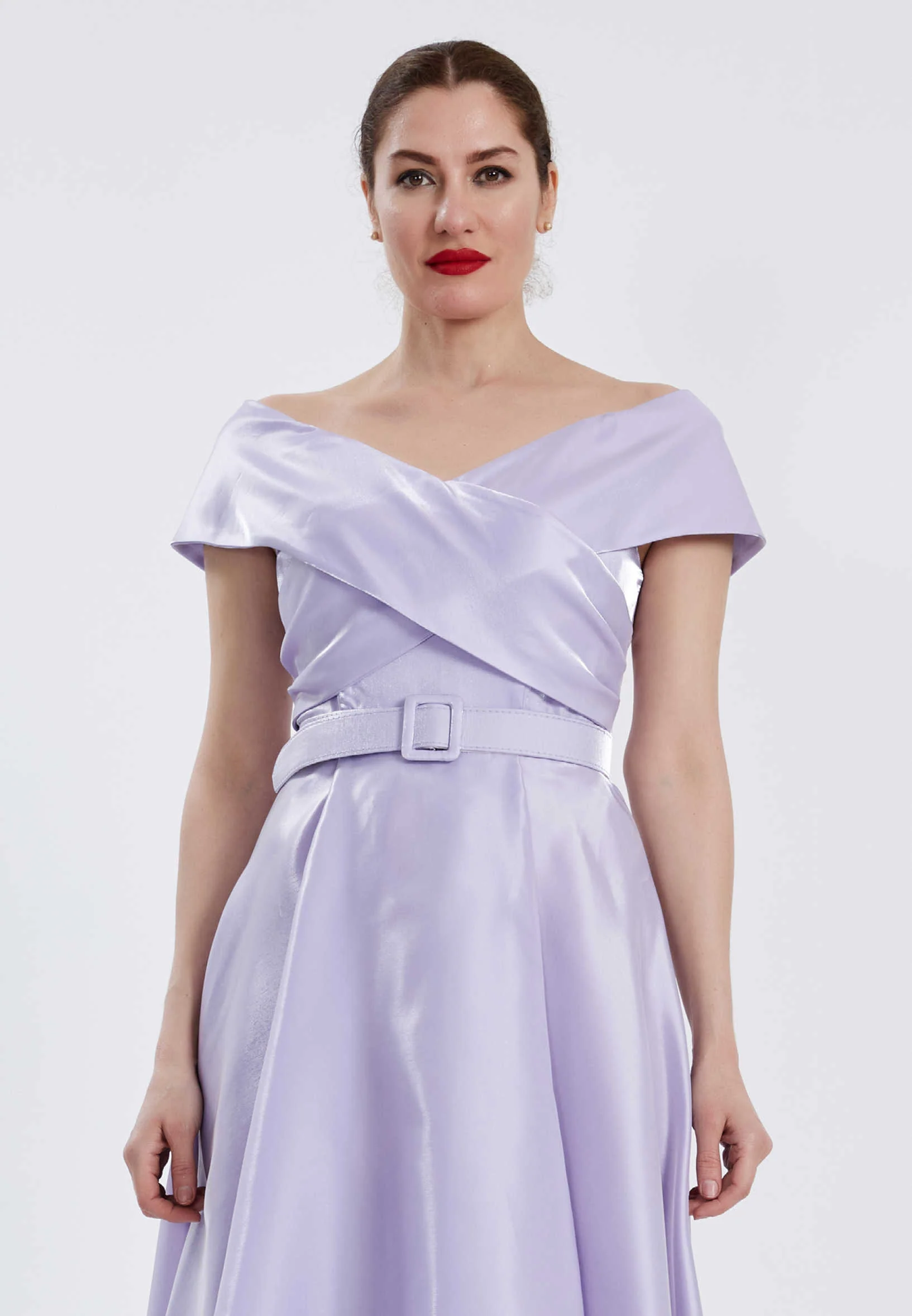 Off Shoulder Midi Chiffon Column Regular Prom Dress brq1241 - Image 8