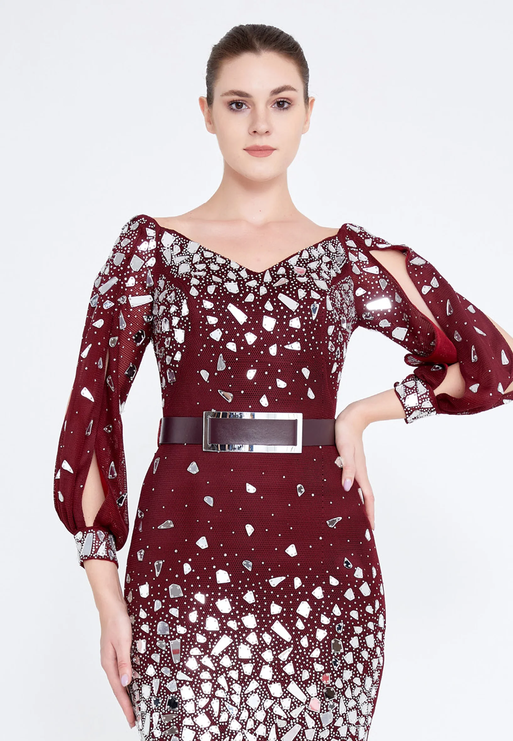 Off Shoulder Midi Lace Column Regular Wedding Guest Dress crm8822 - Image 8