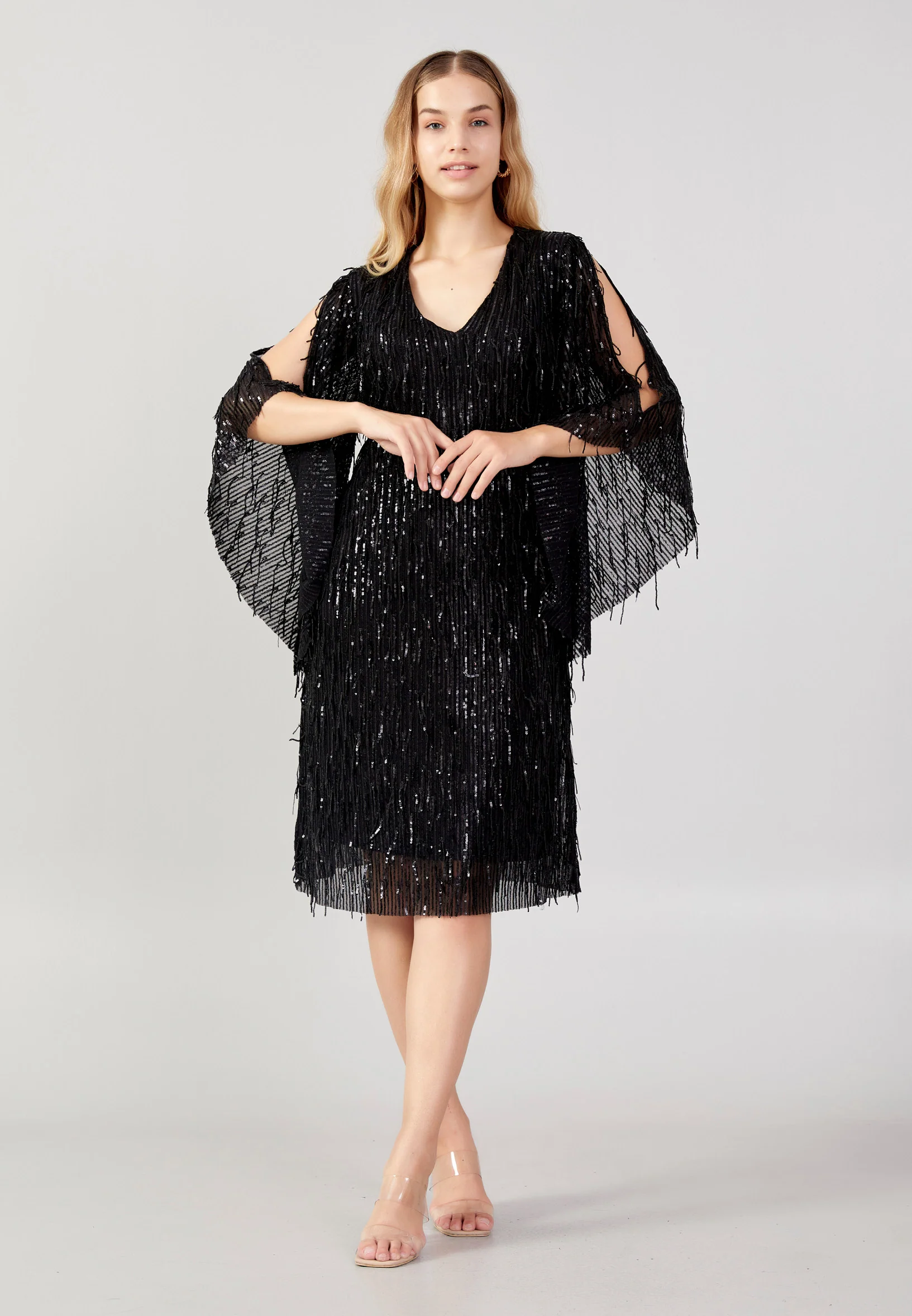 Off Shoulder Midi Sequin Column Plus Size Evening Dress jnm23-381-b