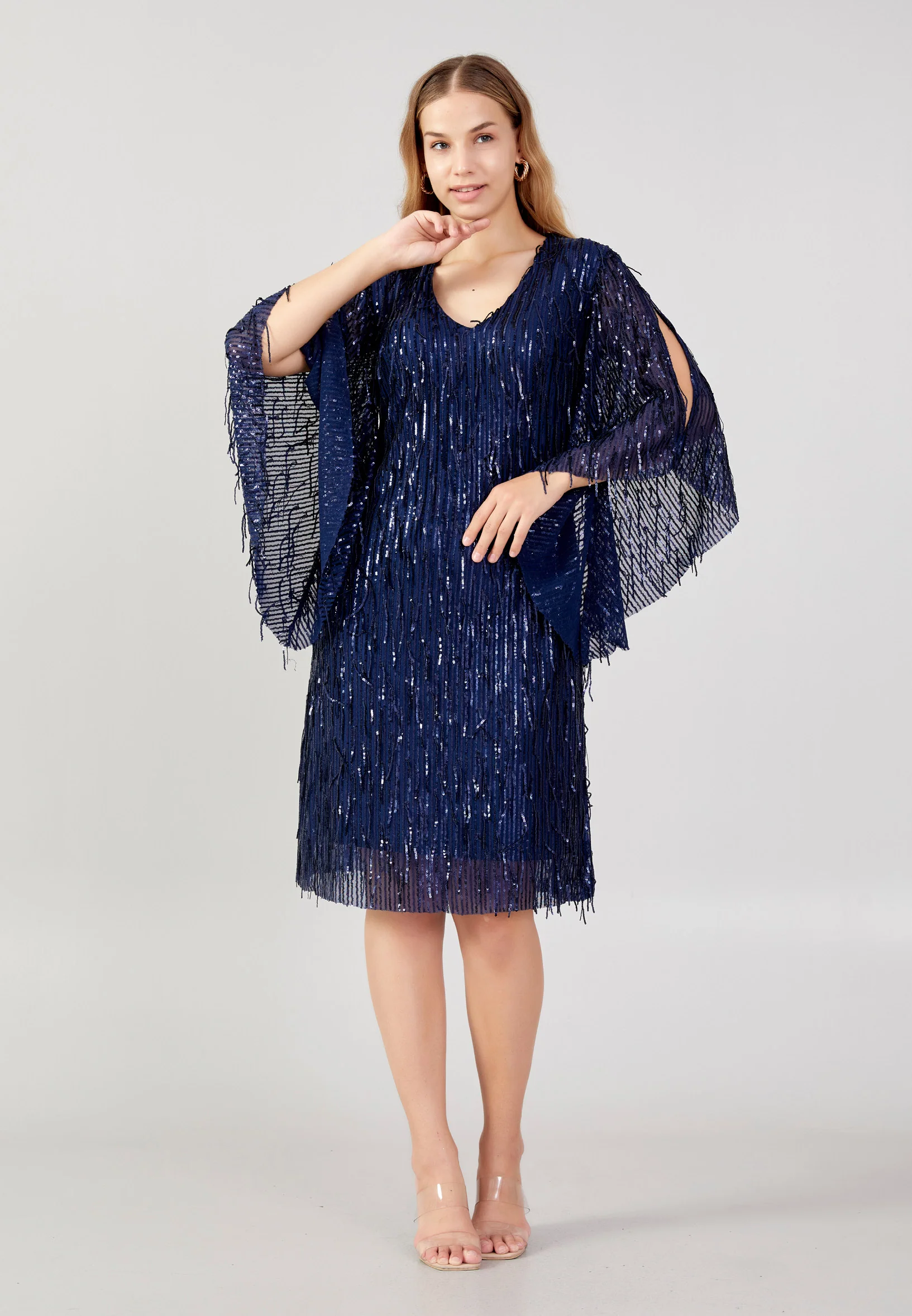 Off Shoulder Midi Sequin Column Plus Size Evening Dress jnm23-381-b - Image 5