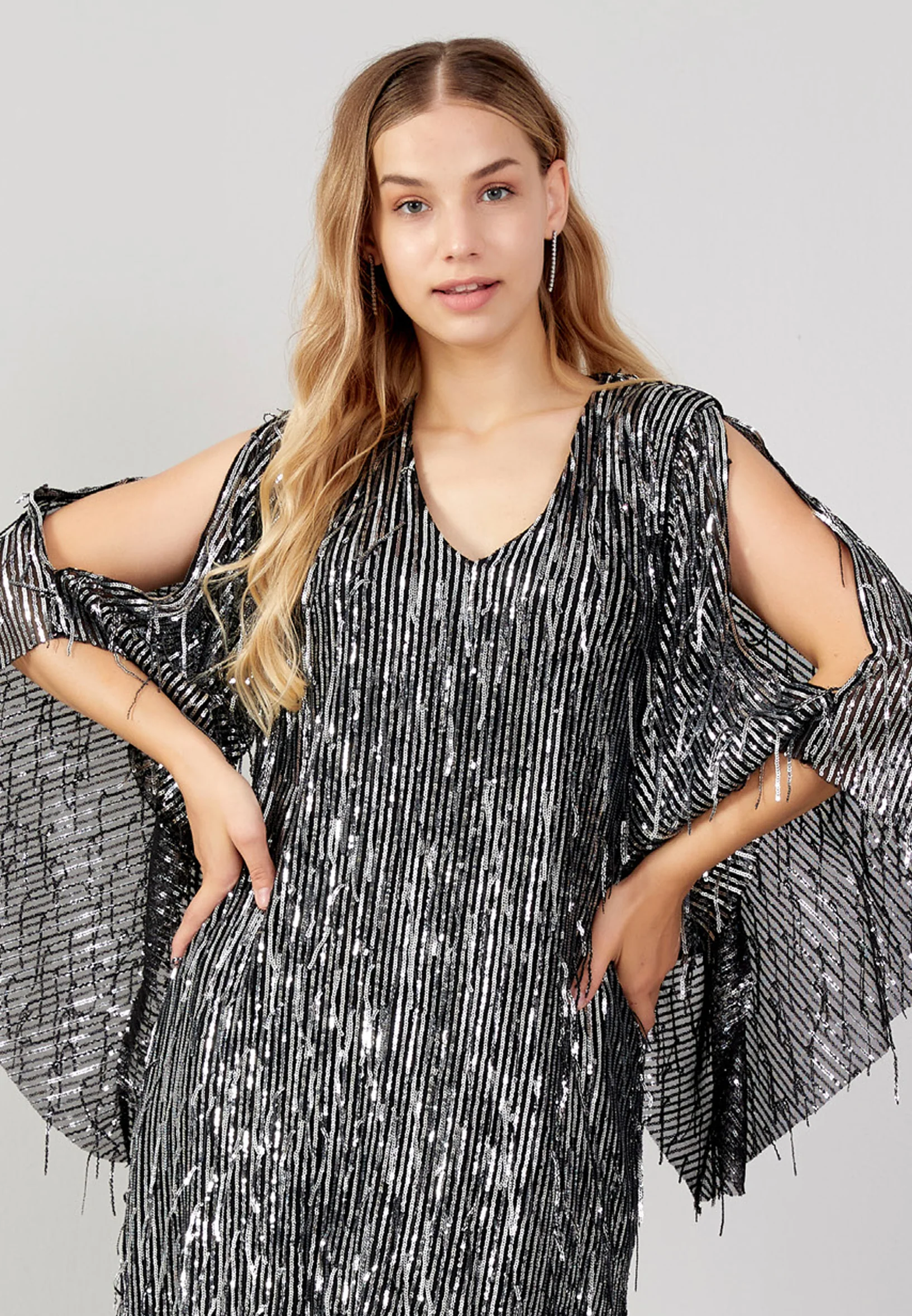 Off Shoulder Midi Sequin Column Plus Size Evening Dress jnm23-381bb - Image 4