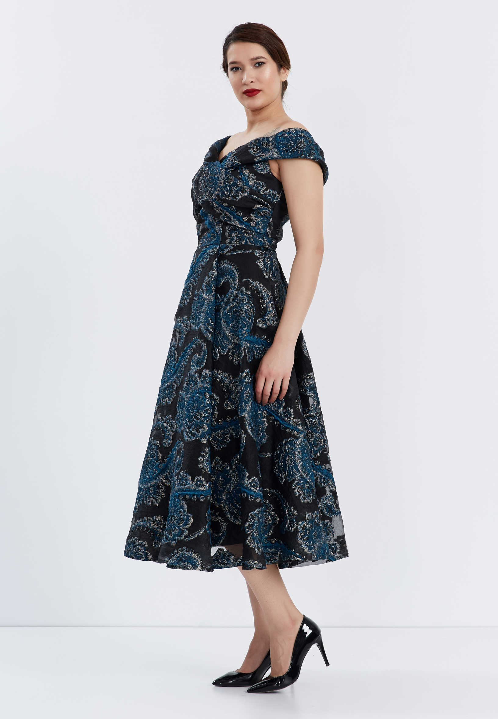 Off Shoulder Midi Tulle A - Line Regular Cocktail Dress brq1061 - Image 3