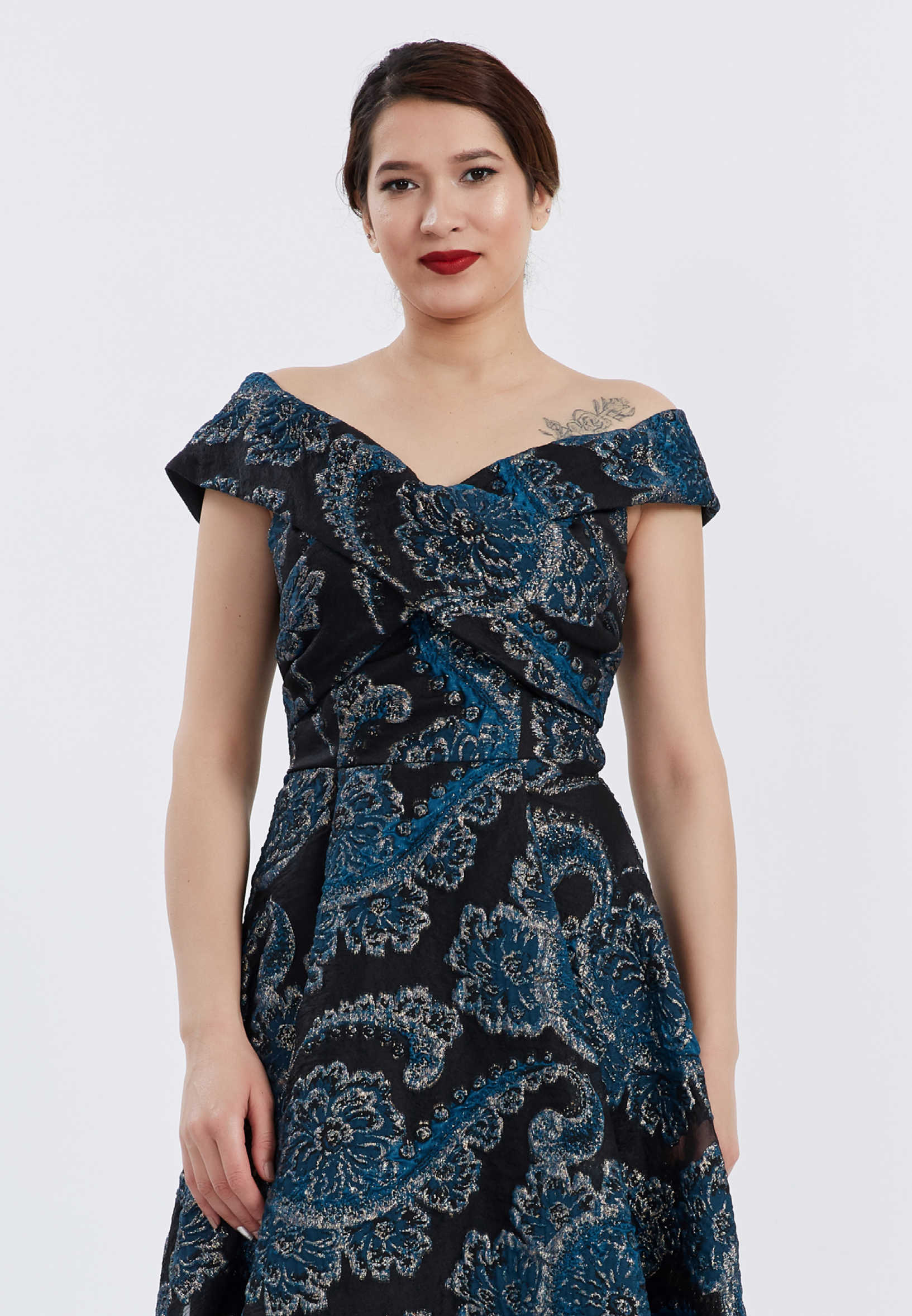Off Shoulder Midi Tulle A - Line Regular Cocktail Dress brq1061 - Image 4