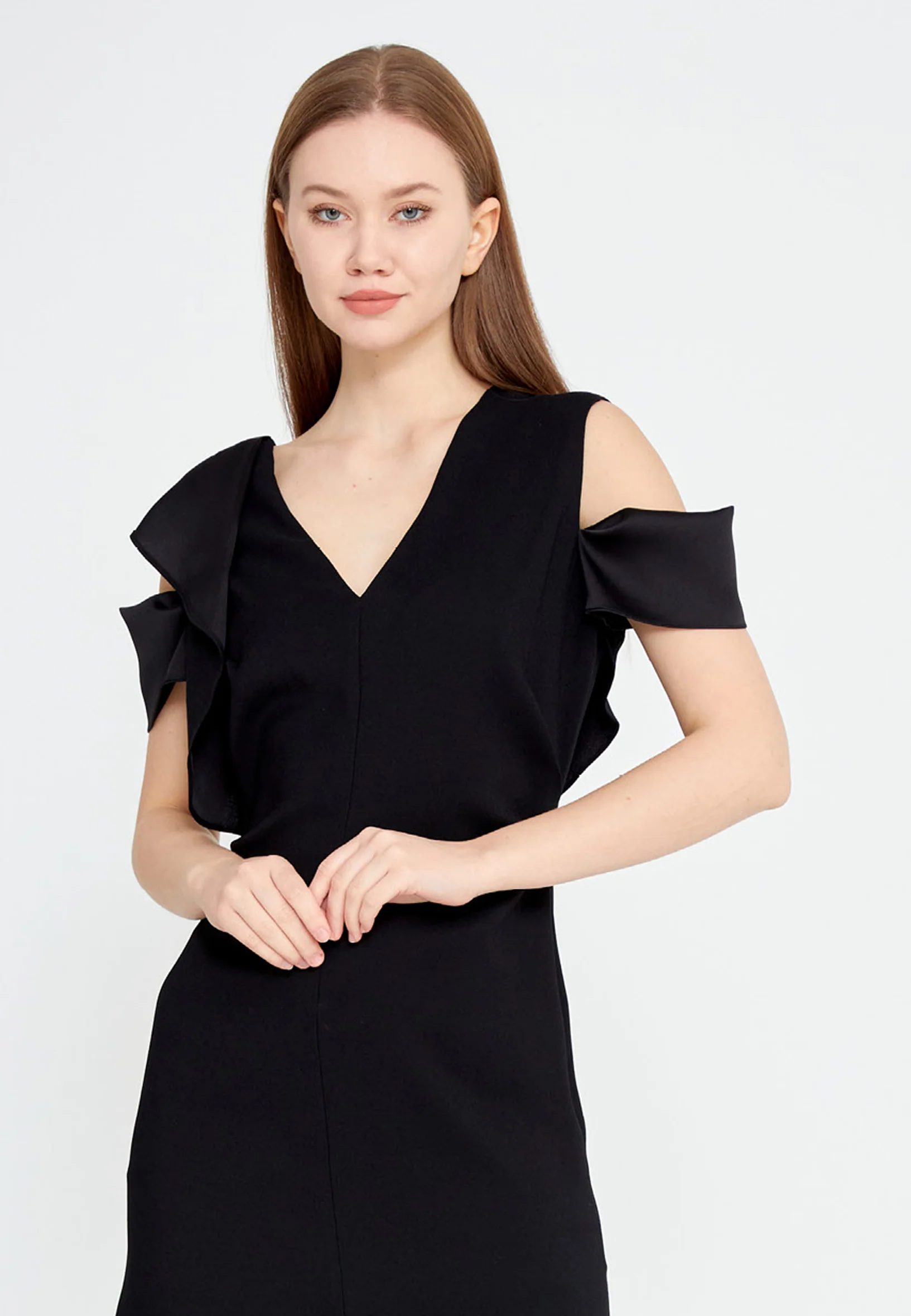 Off Shoulder Midi Viscose Column Regular Casual Dress kmy24y40498 - Image 4