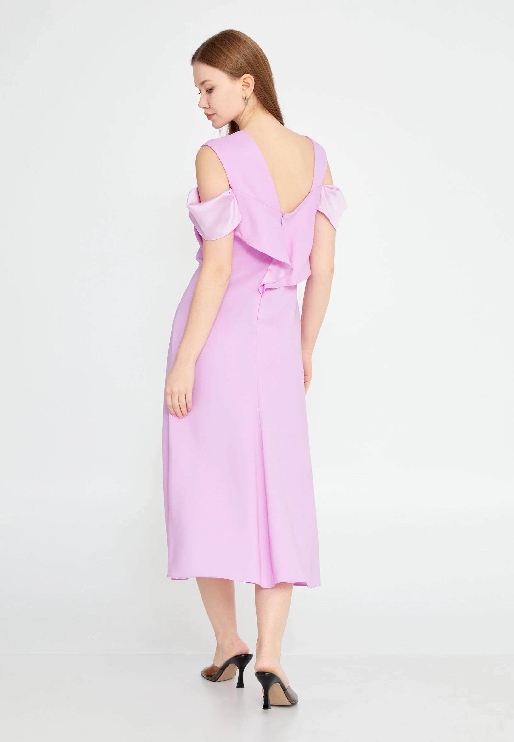 Off Shoulder Midi Viscose Column Regular Casual Dress kmy24y40498 - Image 6