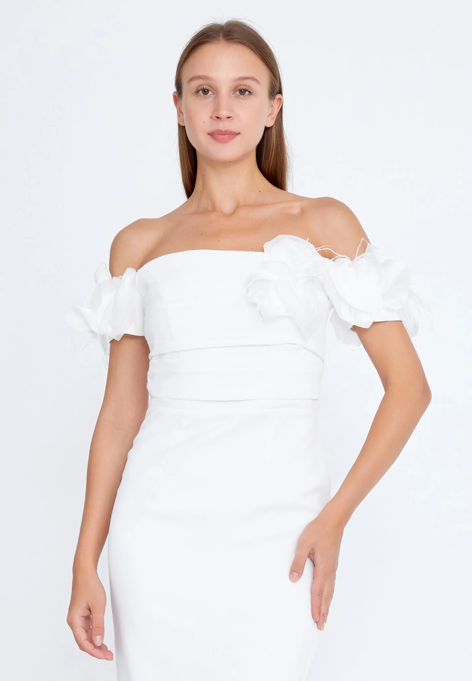 Off Shoulder Mini Crepe Column Regular Cocktail Dress nzn1640 - Image 16