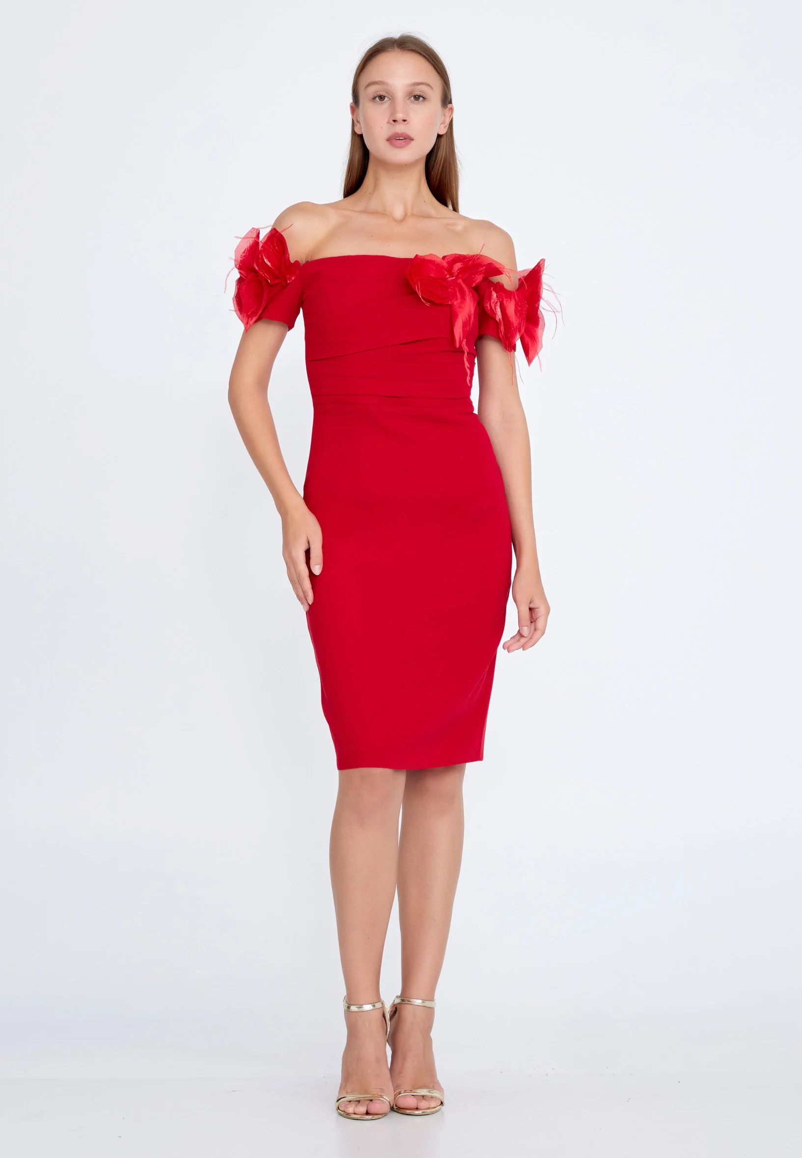 Off Shoulder Mini Crepe Column Regular Cocktail Dress nzn1640 - Image 9