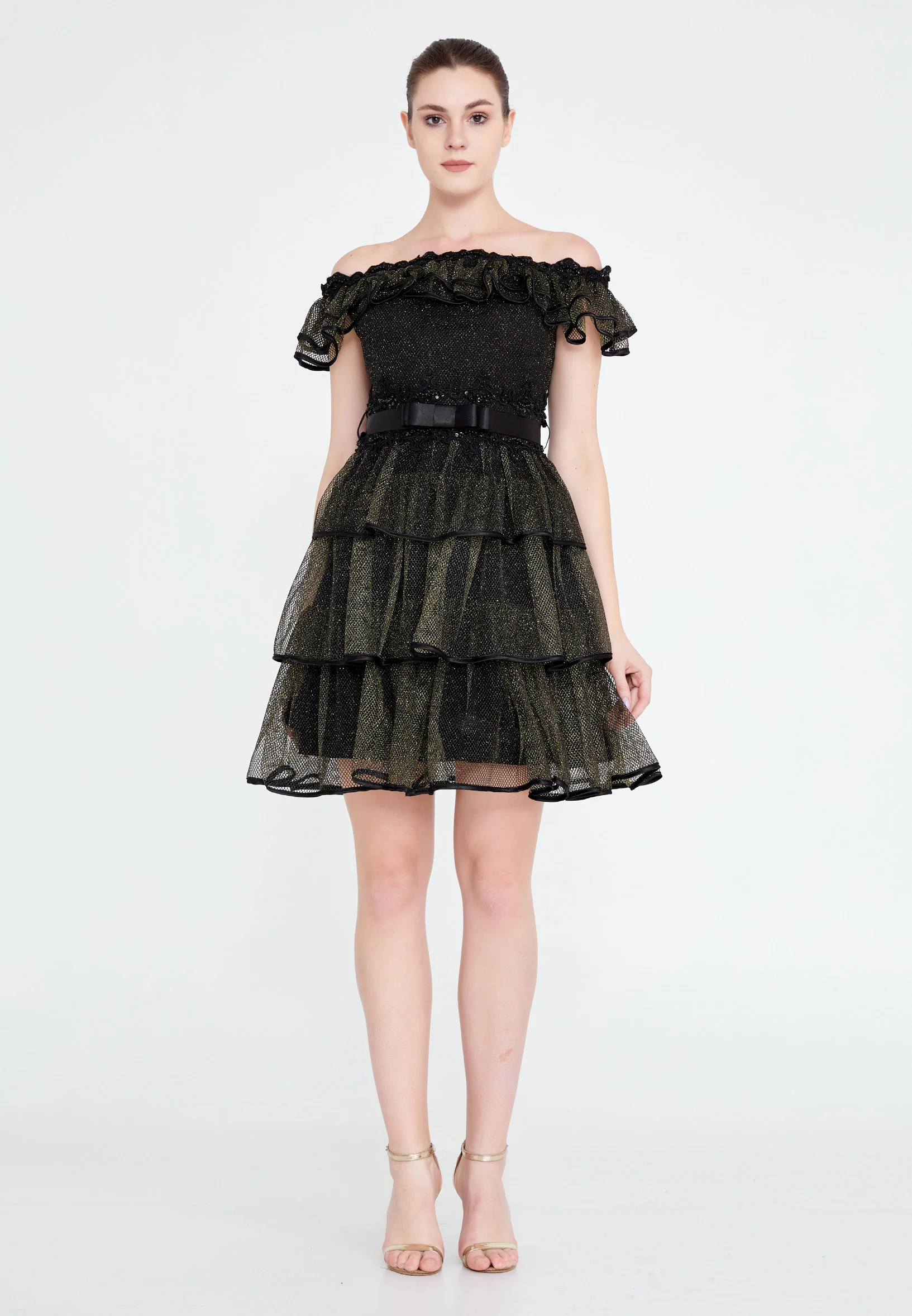 Off Shoulder Mini Lace A - Line Regular Prom Dress crm8855 - Image 5