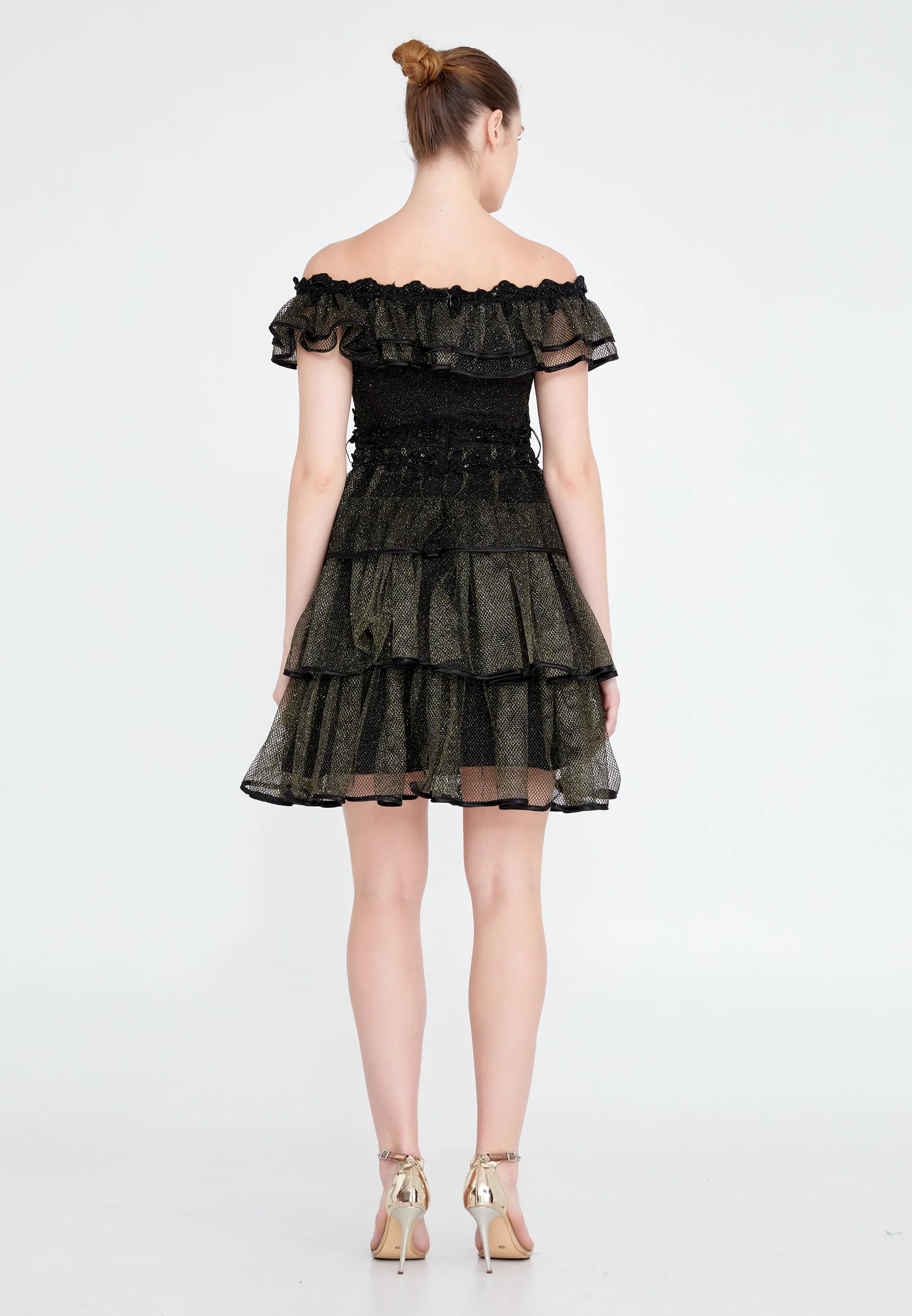 Off Shoulder Mini Lace A - Line Regular Prom Dress crm8855 - Image 6