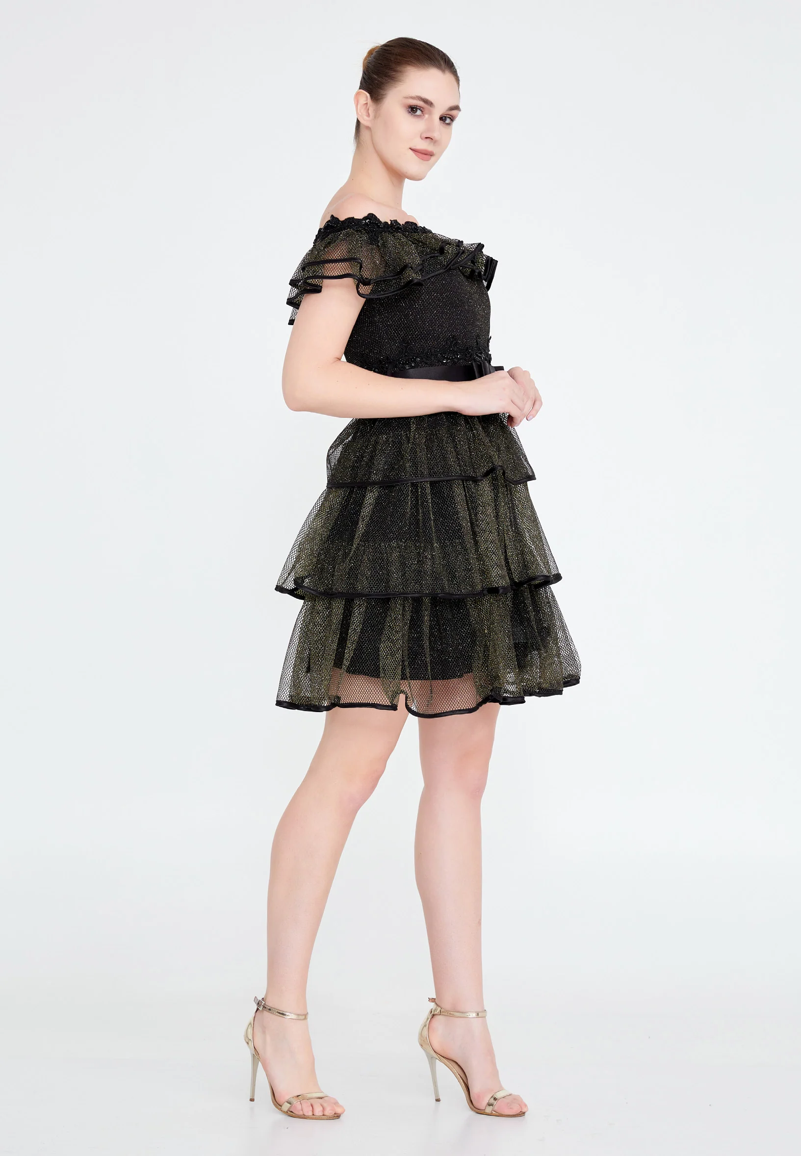 Off Shoulder Mini Lace A - Line Regular Prom Dress crm8855 - Image 7