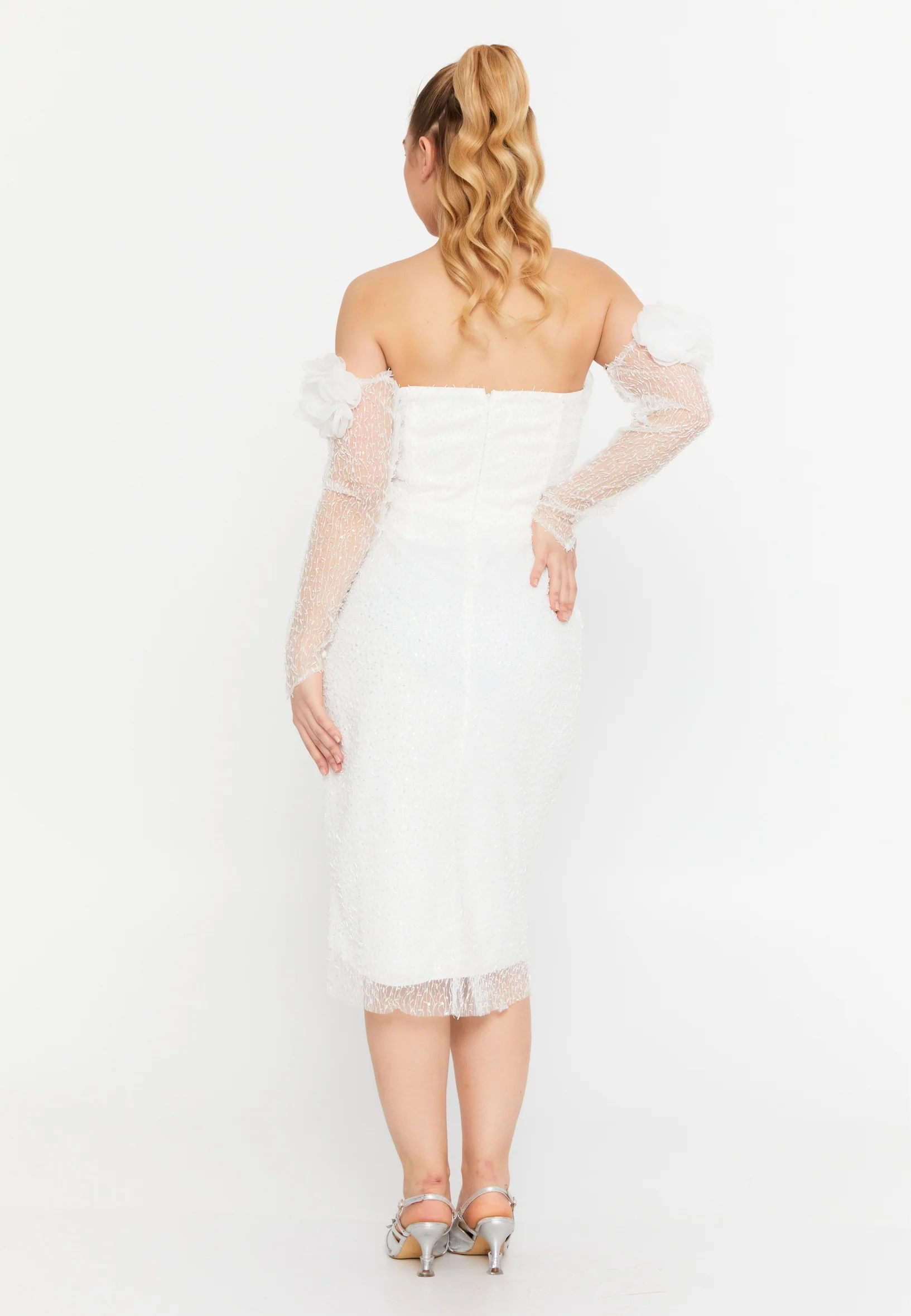 Off Shoulder Mini Tulle Column Regular Evening Dress aln1868 - Image 11