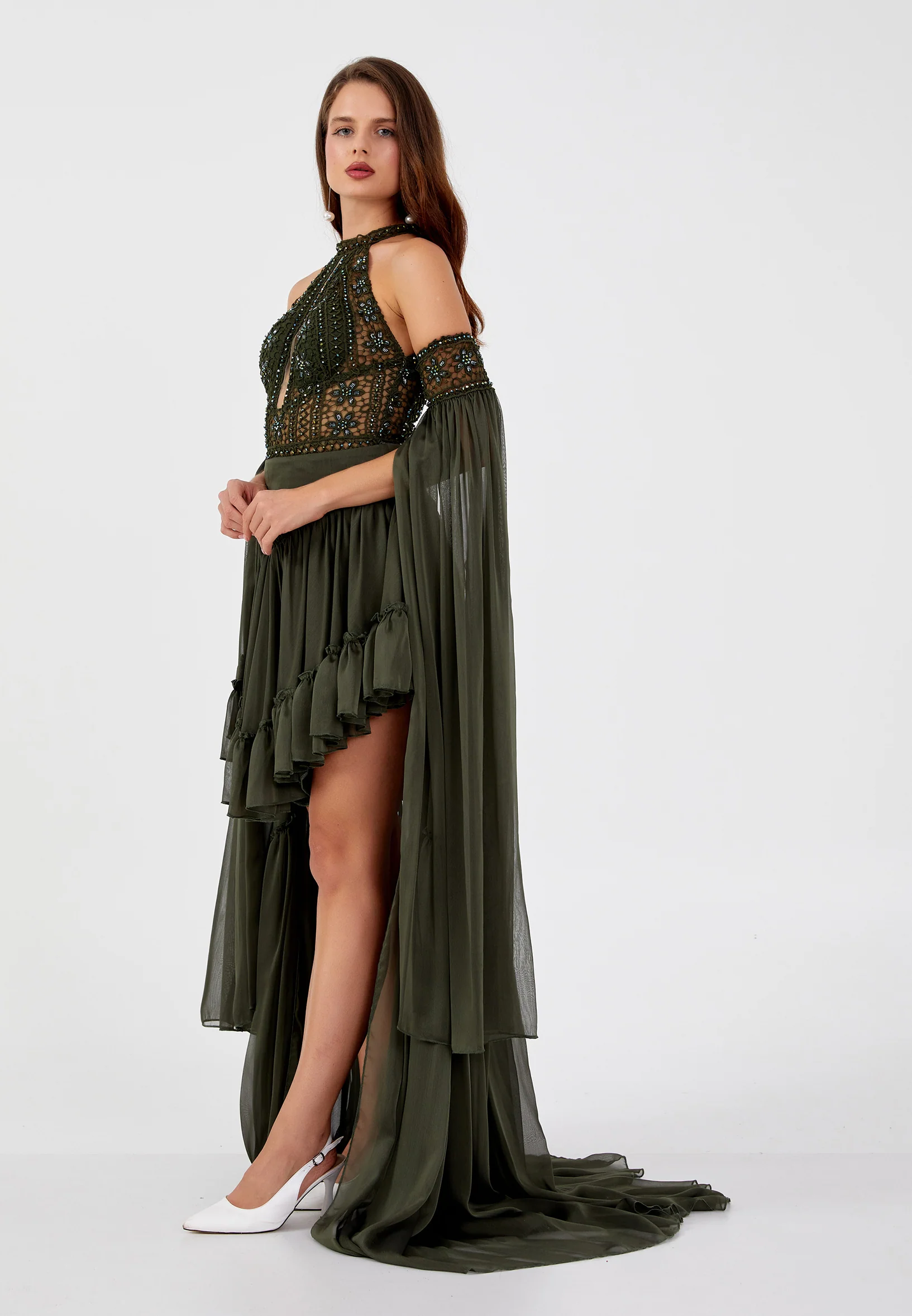 Off Shoulder Mini Tulle Column Regular Wedding Guest Dress aln1410 - Image 3