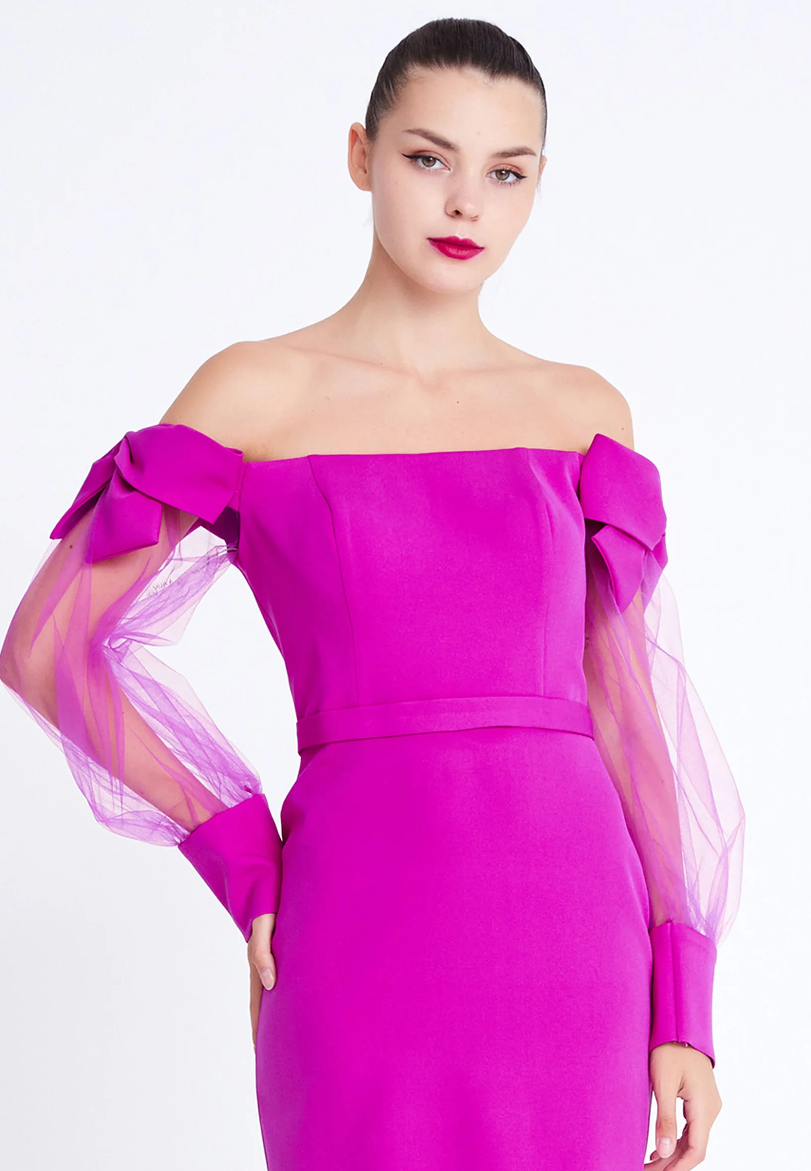 Off Shoulder Mini Viscose Column Regular Evening Dress aln1900 - Image 12