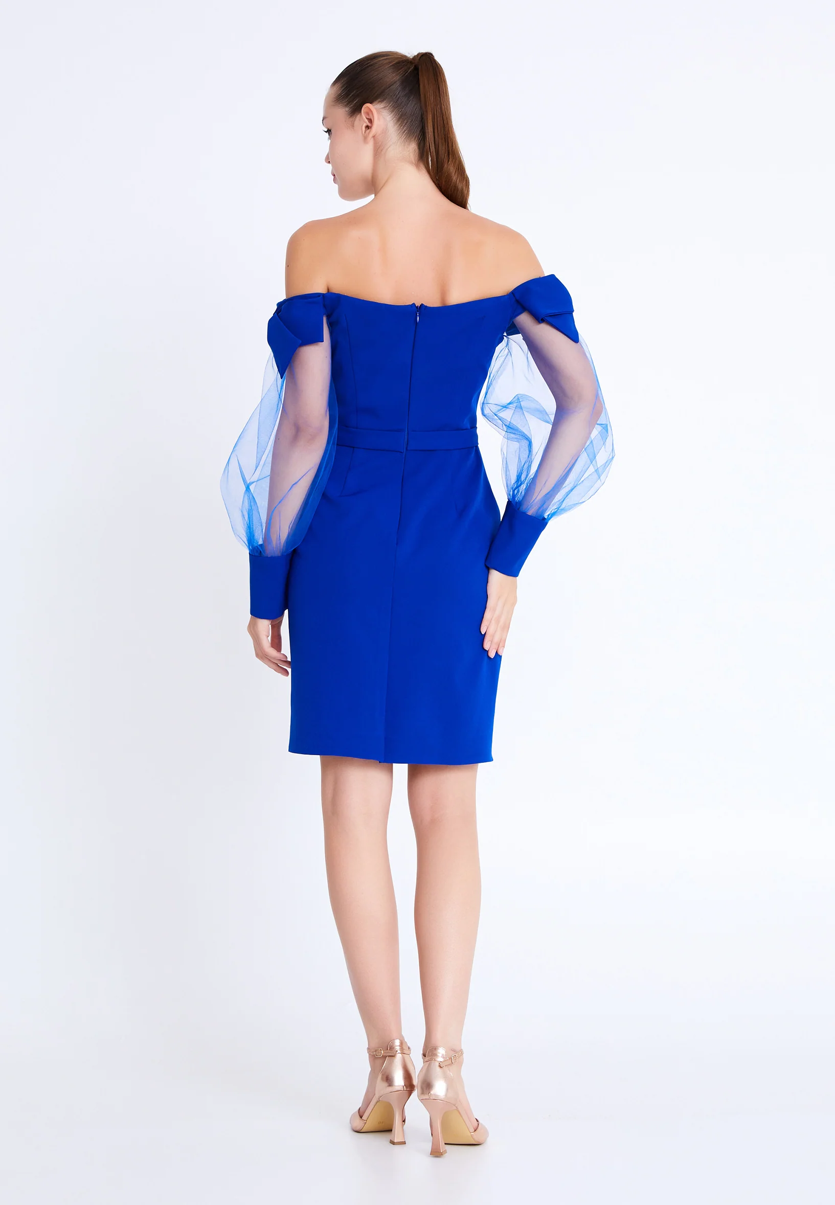 Off Shoulder Mini Viscose Column Regular Evening Dress aln1900 - Image 14