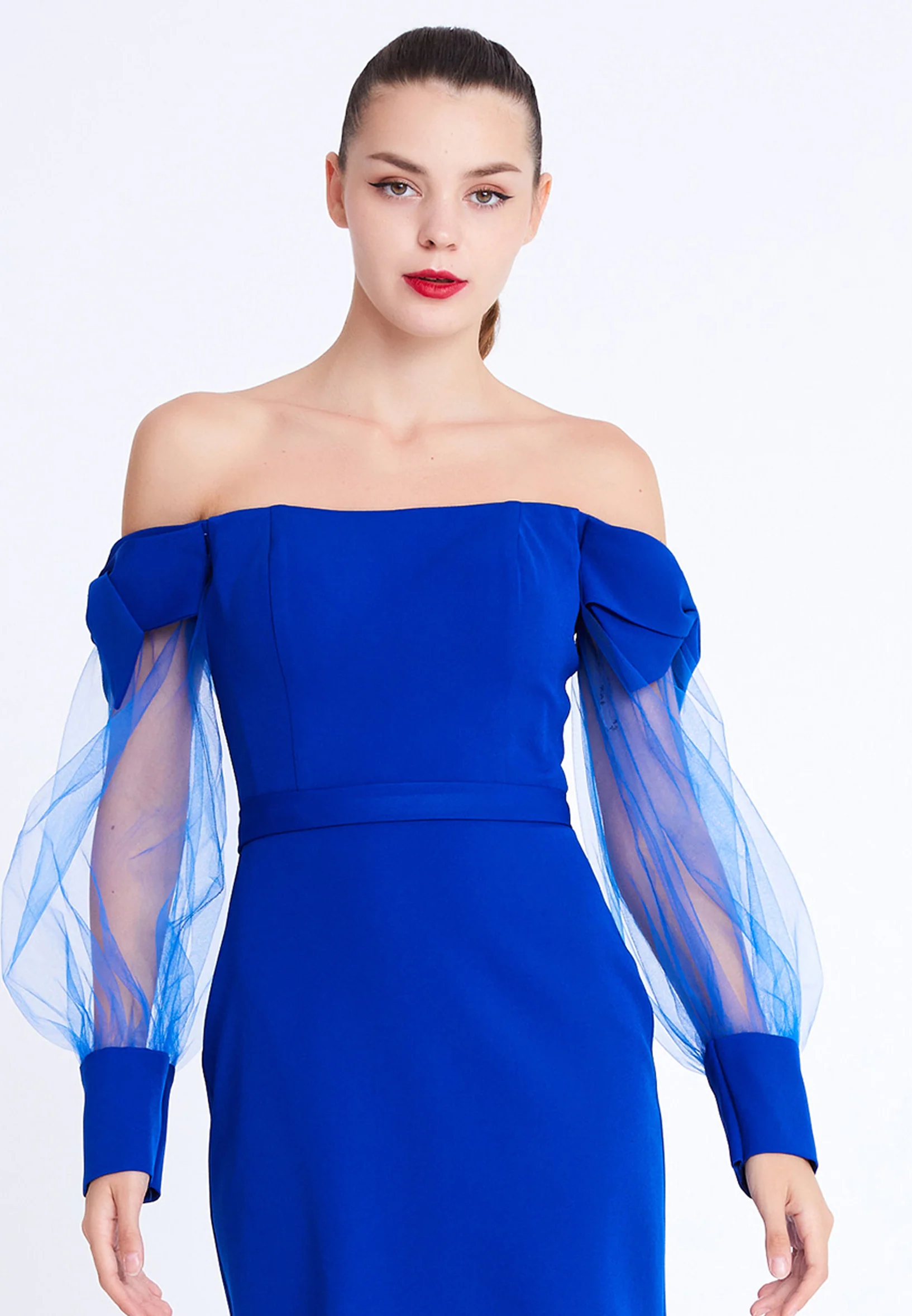 Off Shoulder Mini Viscose Column Regular Evening Dress aln1900 - Image 16