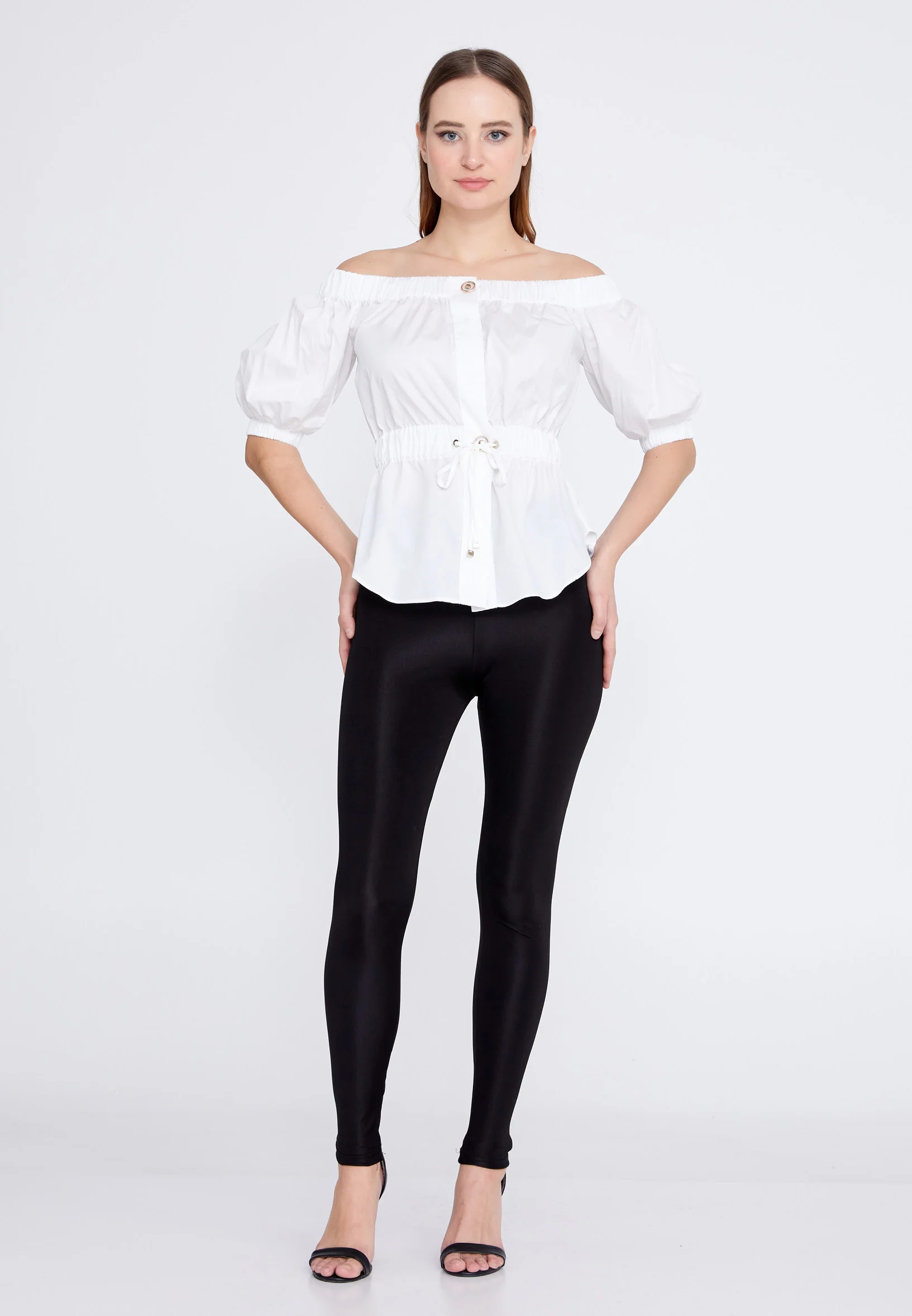 Off Shoulder Solid Color Regular Blouse kmy22s10929 - Image 2