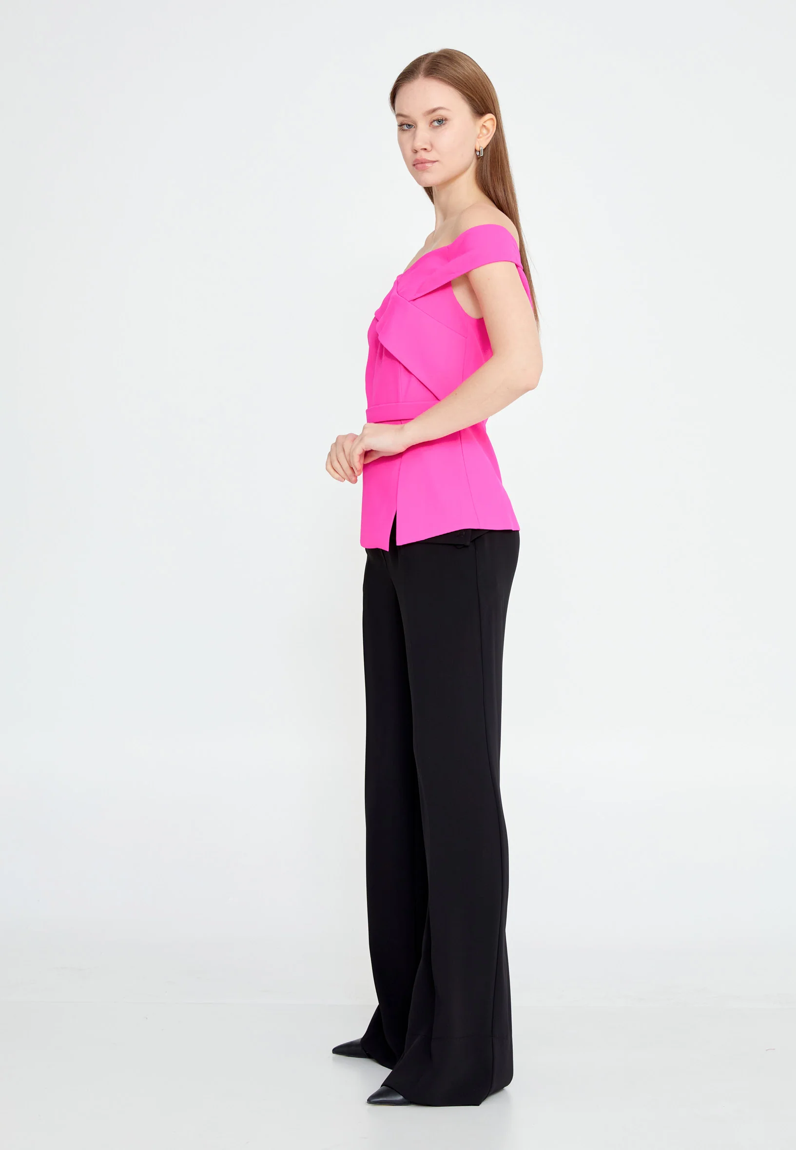 Off Shoulder Solid Color Regular Blouse kmy24y10416 - Image 7