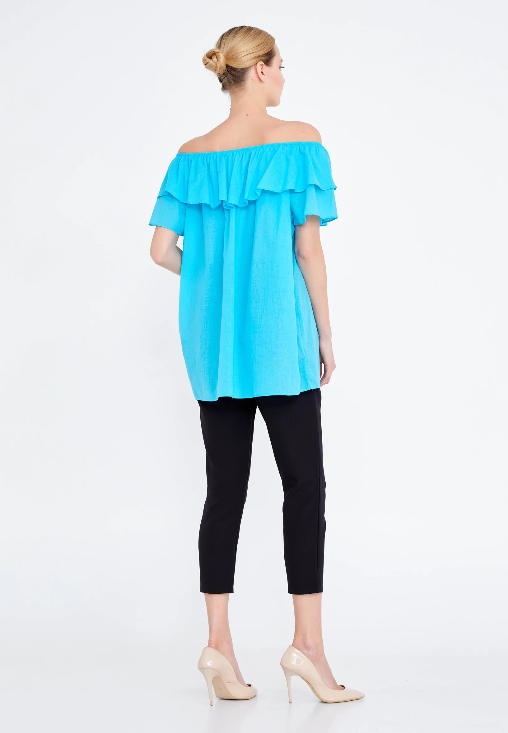 Off Shoulder Solid Color Regular Tunic faiu36821 - Image 3