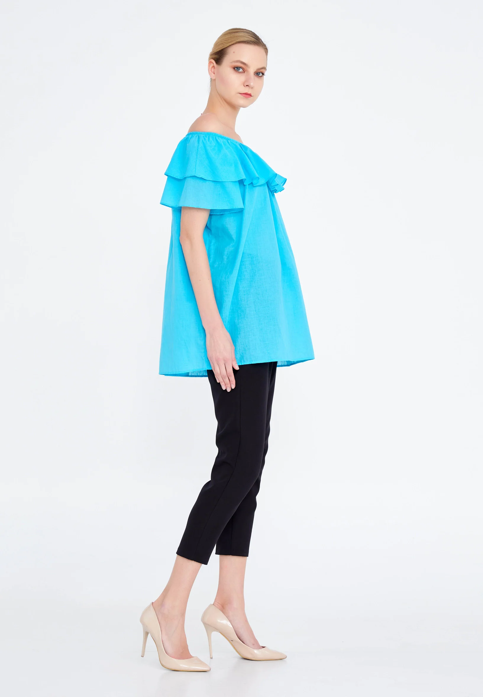 Off Shoulder Solid Color Regular Tunic faiu36821 - Image 4
