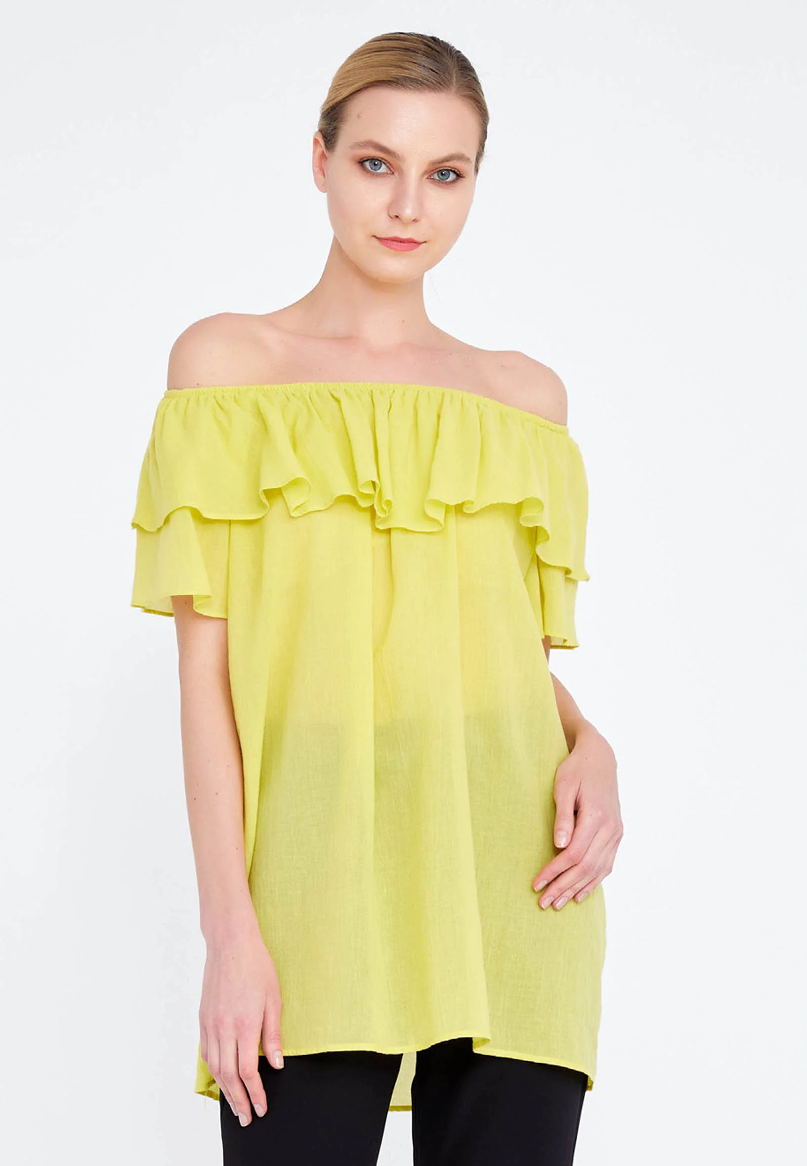 Off Shoulder Solid Color Regular Tunic faiu36821 - Image 5