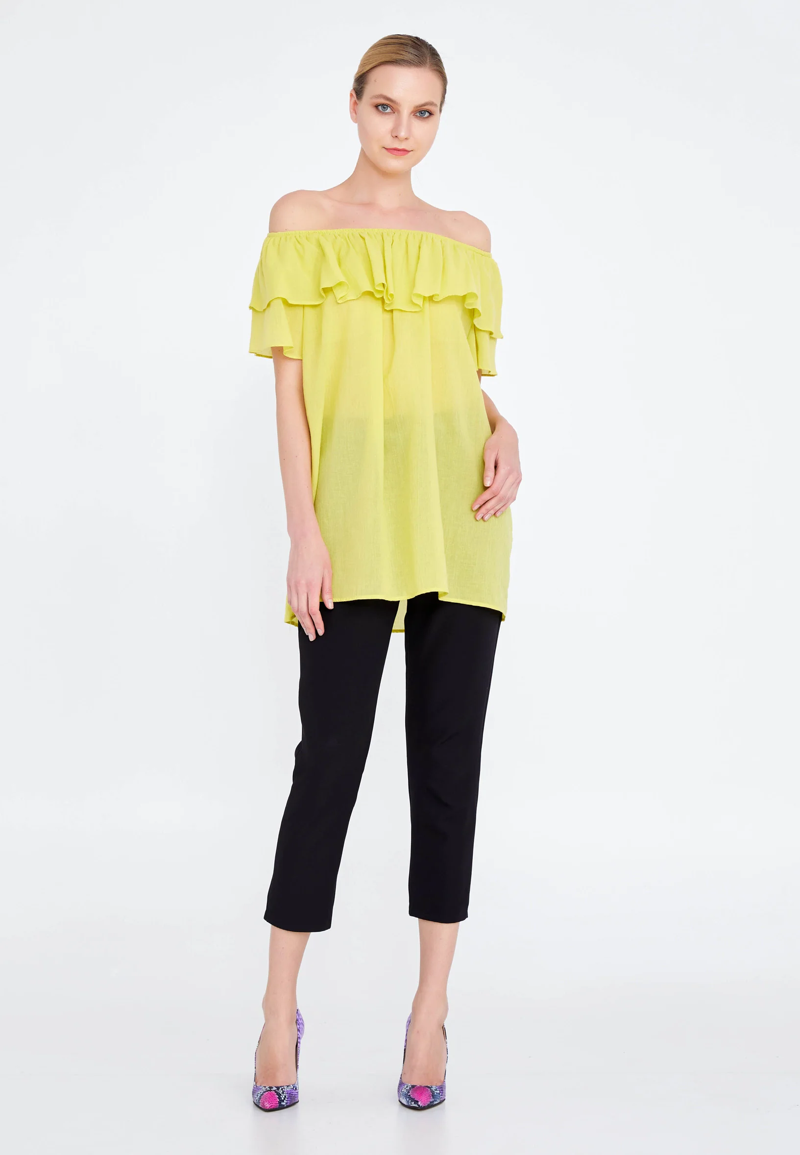 Off Shoulder Solid Color Regular Tunic faiu36821 - Image 6