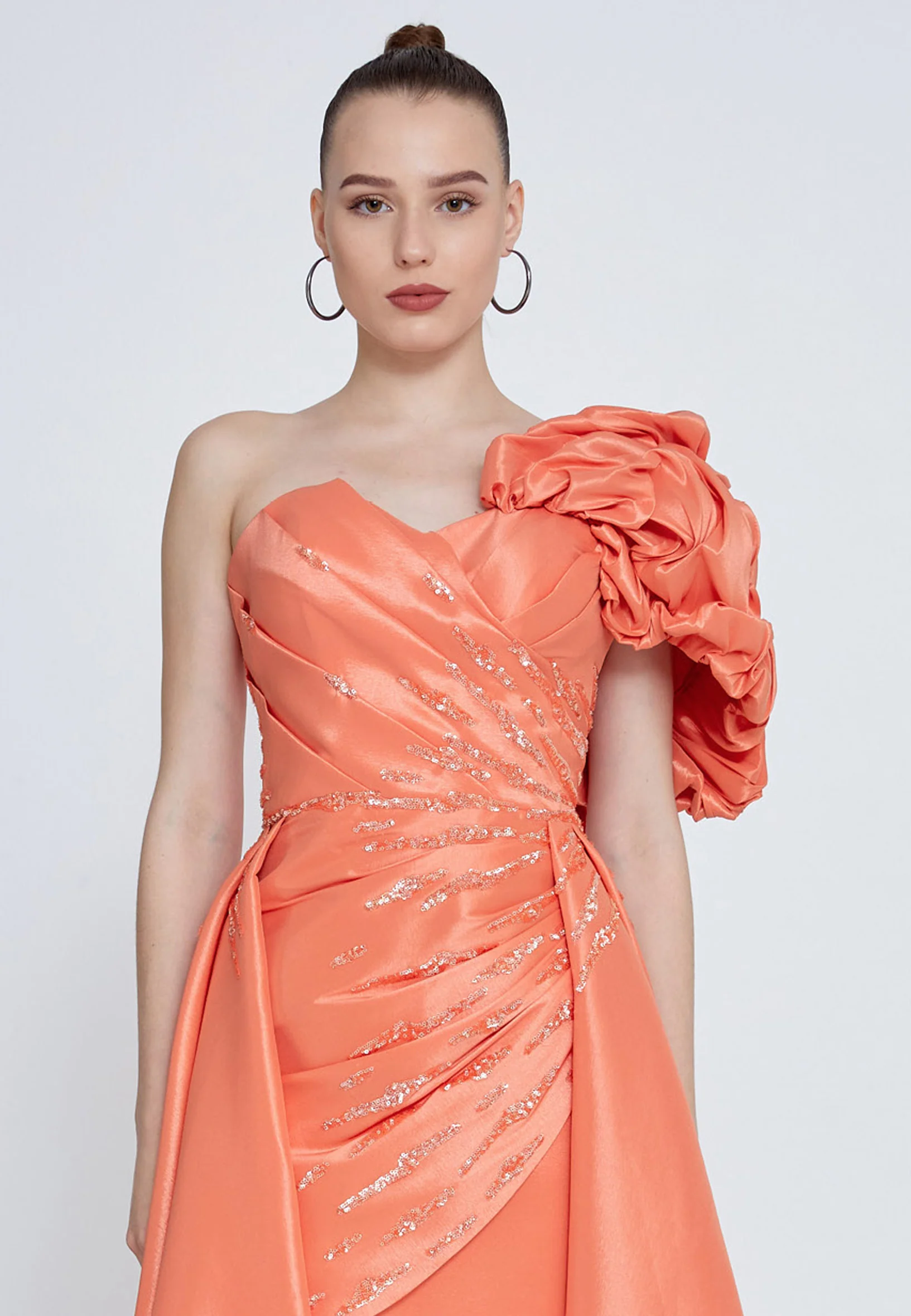 One Shoulder High-Low Polyester A - Line Regular Prom Dress omn0170 - Image 4