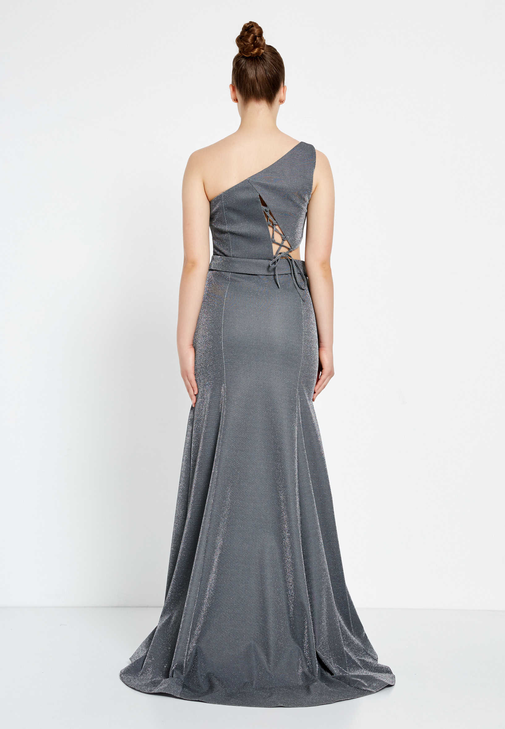 One Shoulder Maxi Lycra Fit & Flare Regular Evening Dress drd9051-ab - Image 2