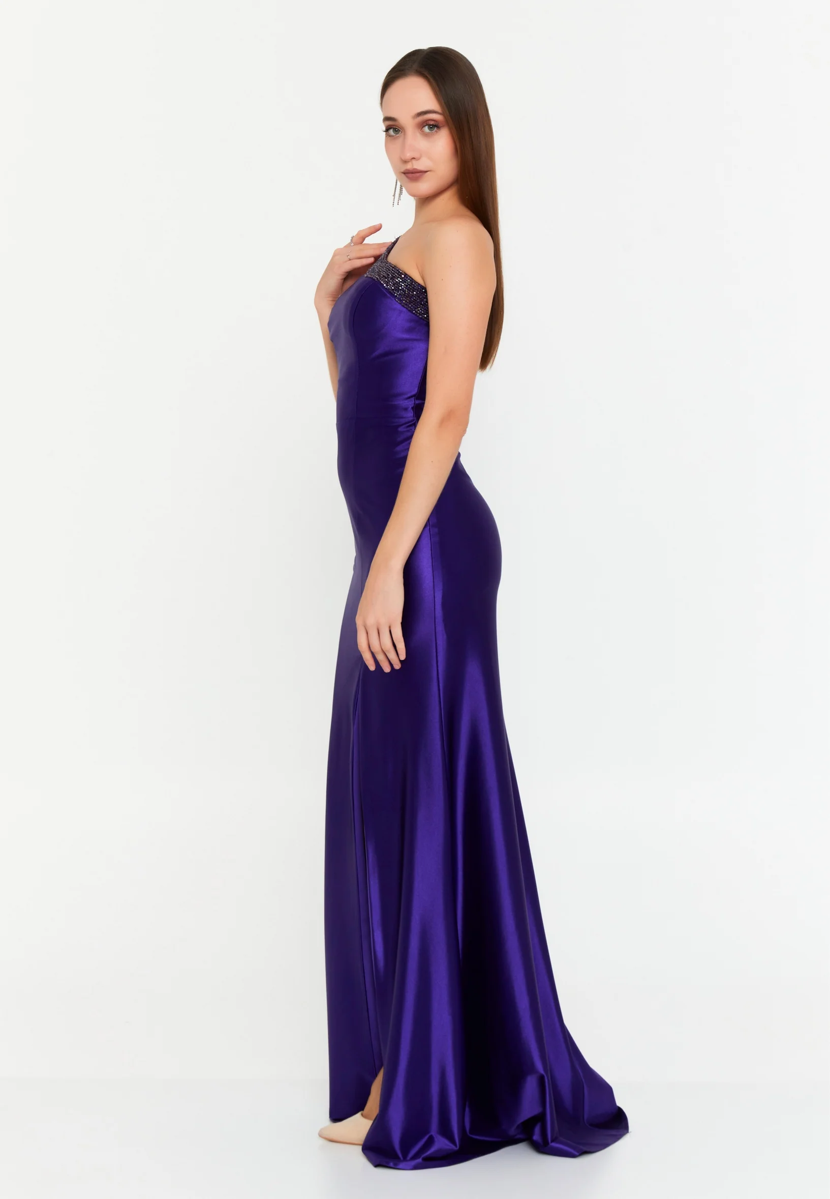 One Shoulder Maxi Lycra Mermaid Regular Wedding Guest Dress msp77329 - Image 11