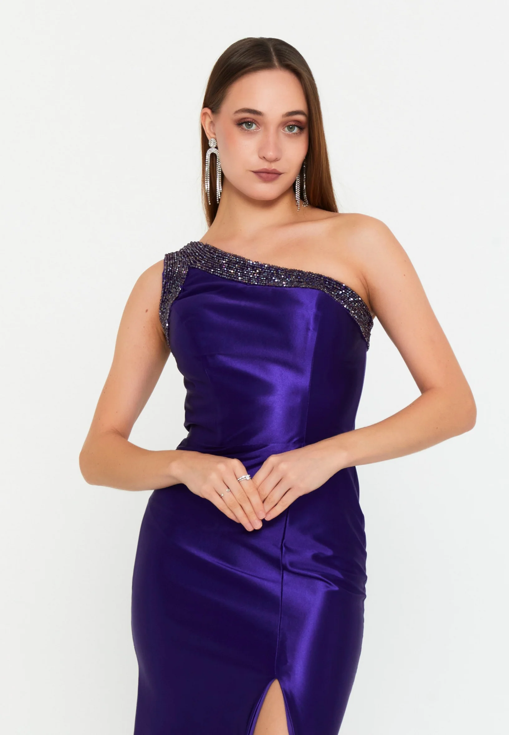 One Shoulder Maxi Lycra Mermaid Regular Wedding Guest Dress msp77329 - Image 12