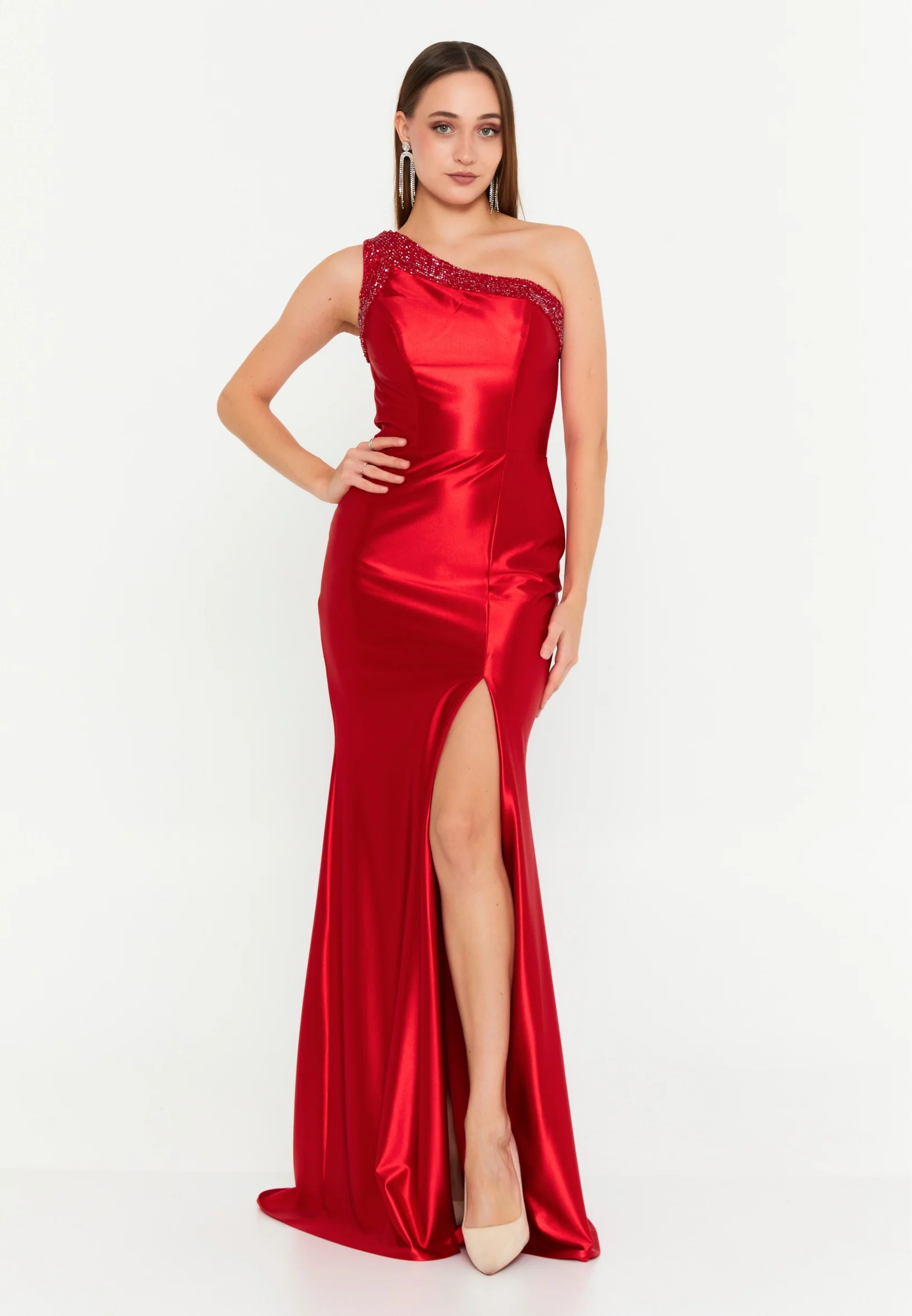 One Shoulder Maxi Lycra Mermaid Regular Wedding Guest Dress msp77329 - Image 14