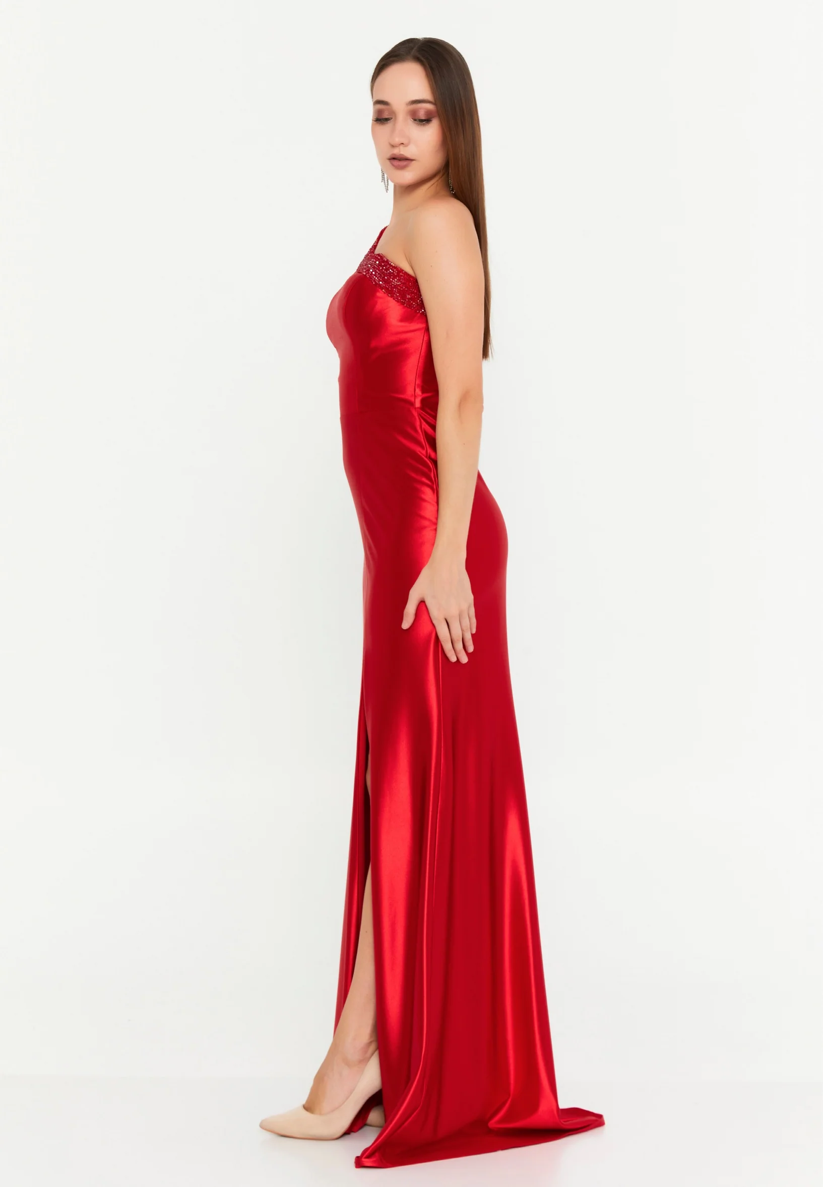 One Shoulder Maxi Lycra Mermaid Regular Wedding Guest Dress msp77329 - Image 16