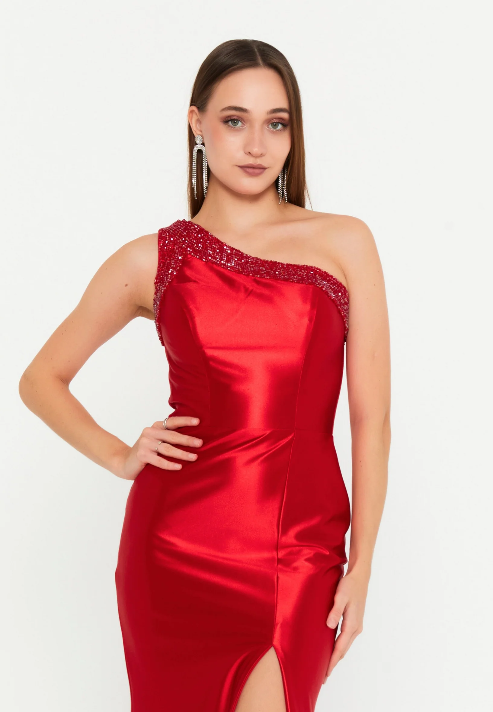 One Shoulder Maxi Lycra Mermaid Regular Wedding Guest Dress msp77329 - Image 17