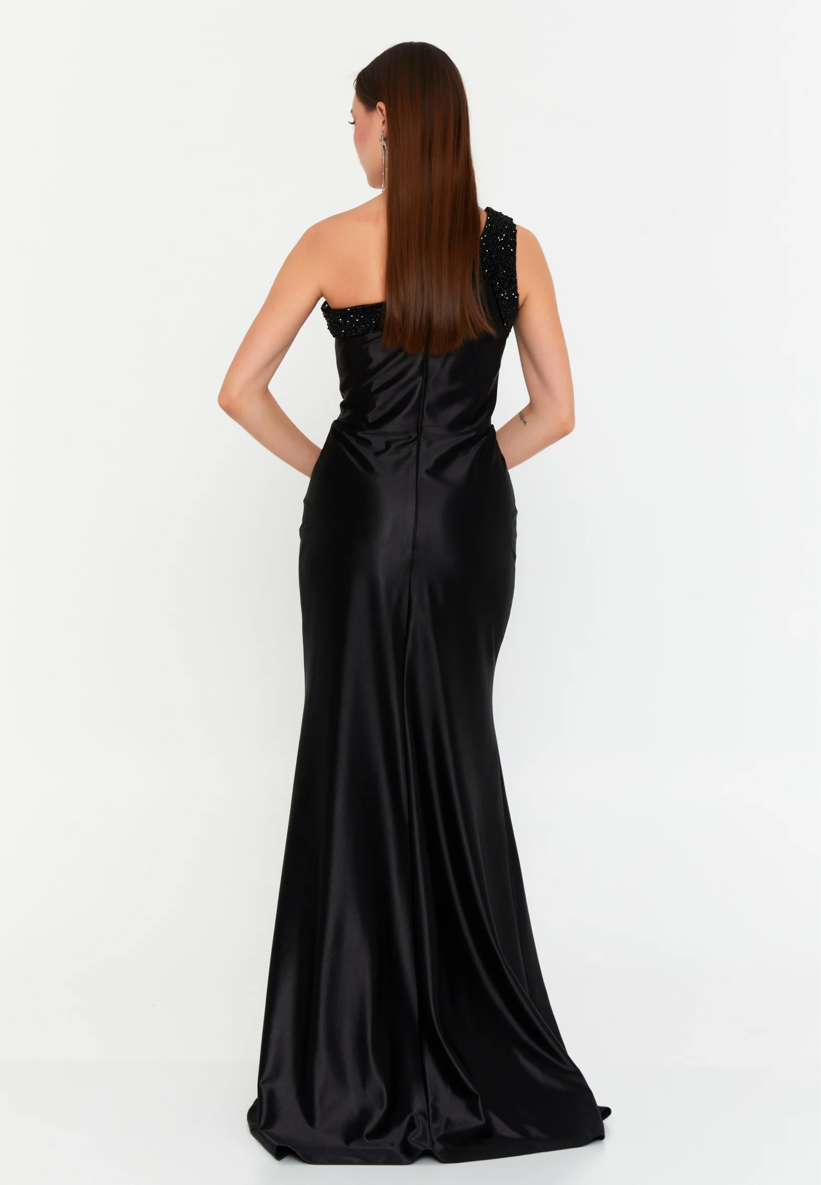 One Shoulder Maxi Lycra Mermaid Regular Wedding Guest Dress msp77329 - Image 2
