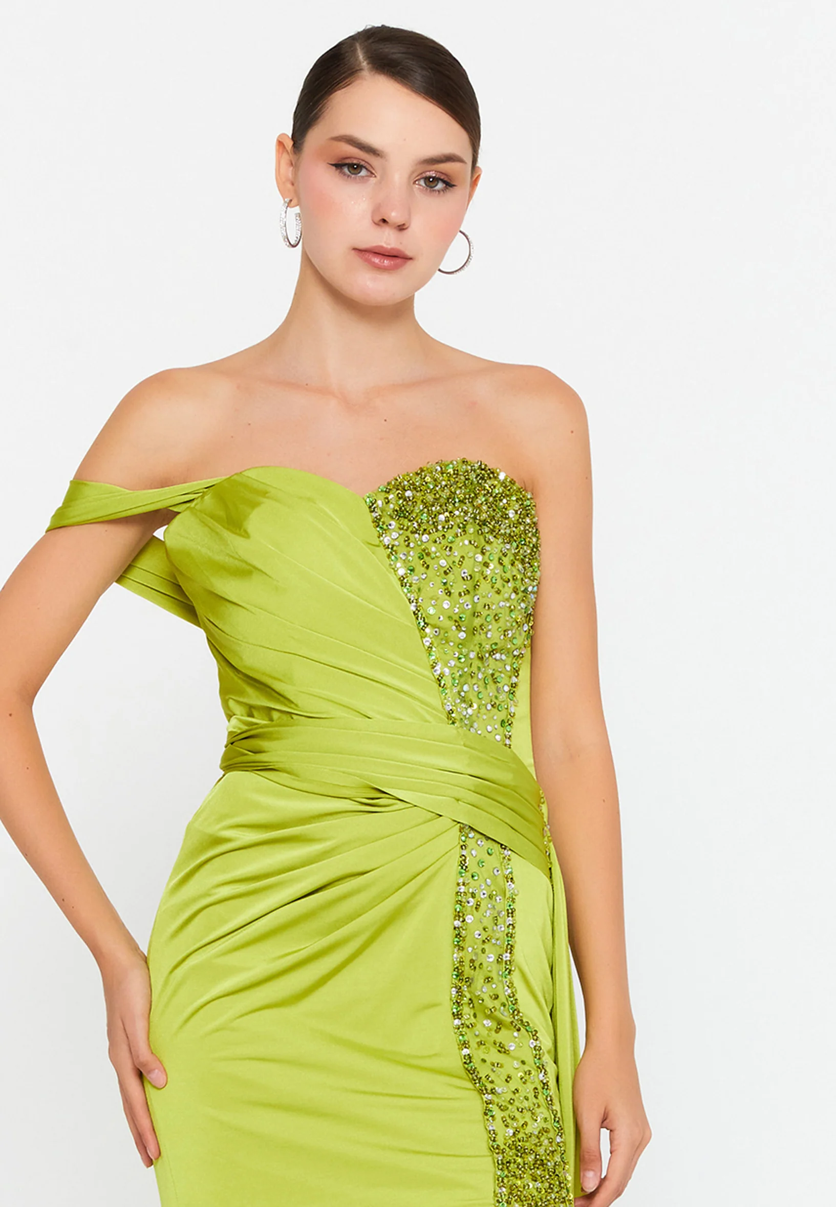 One Shoulder Maxi Lycra Mermaid Regular Wedding Guest Dress omn409 - Image 5