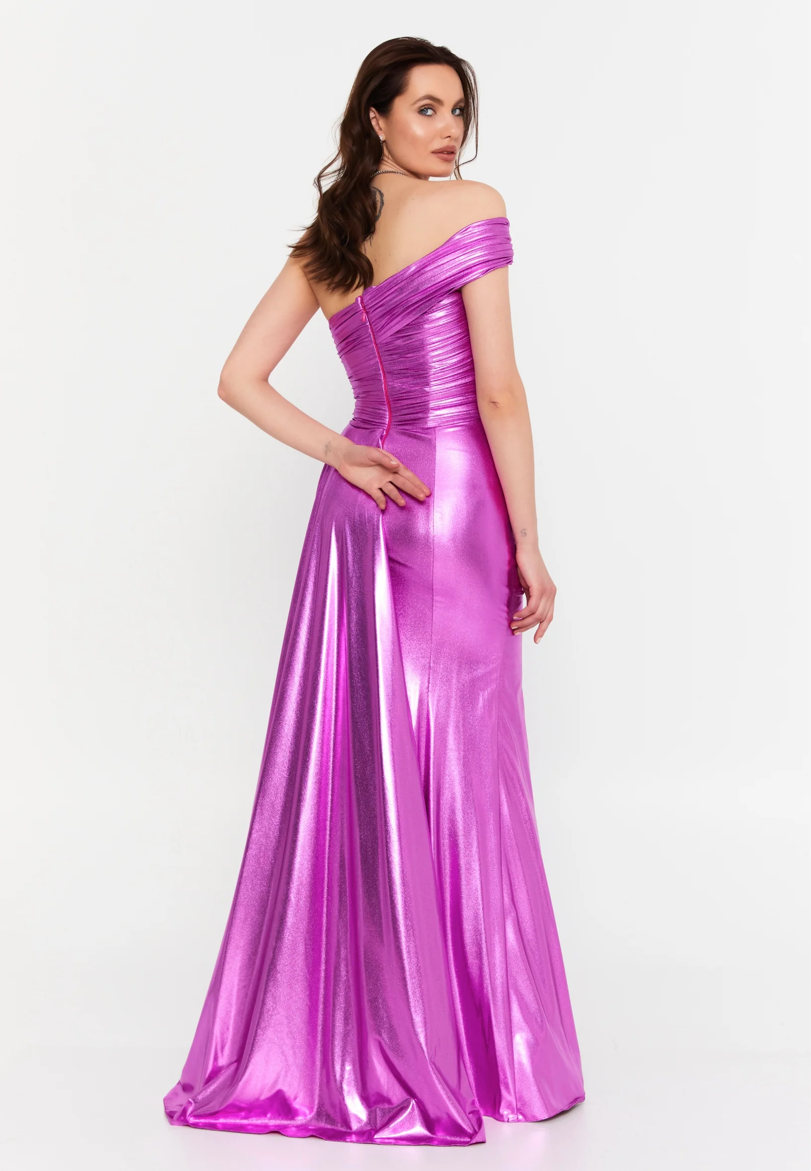 One Shoulder Maxi Lycra Mermaid Regular Wedding Guest Dress prl029 - Image 2