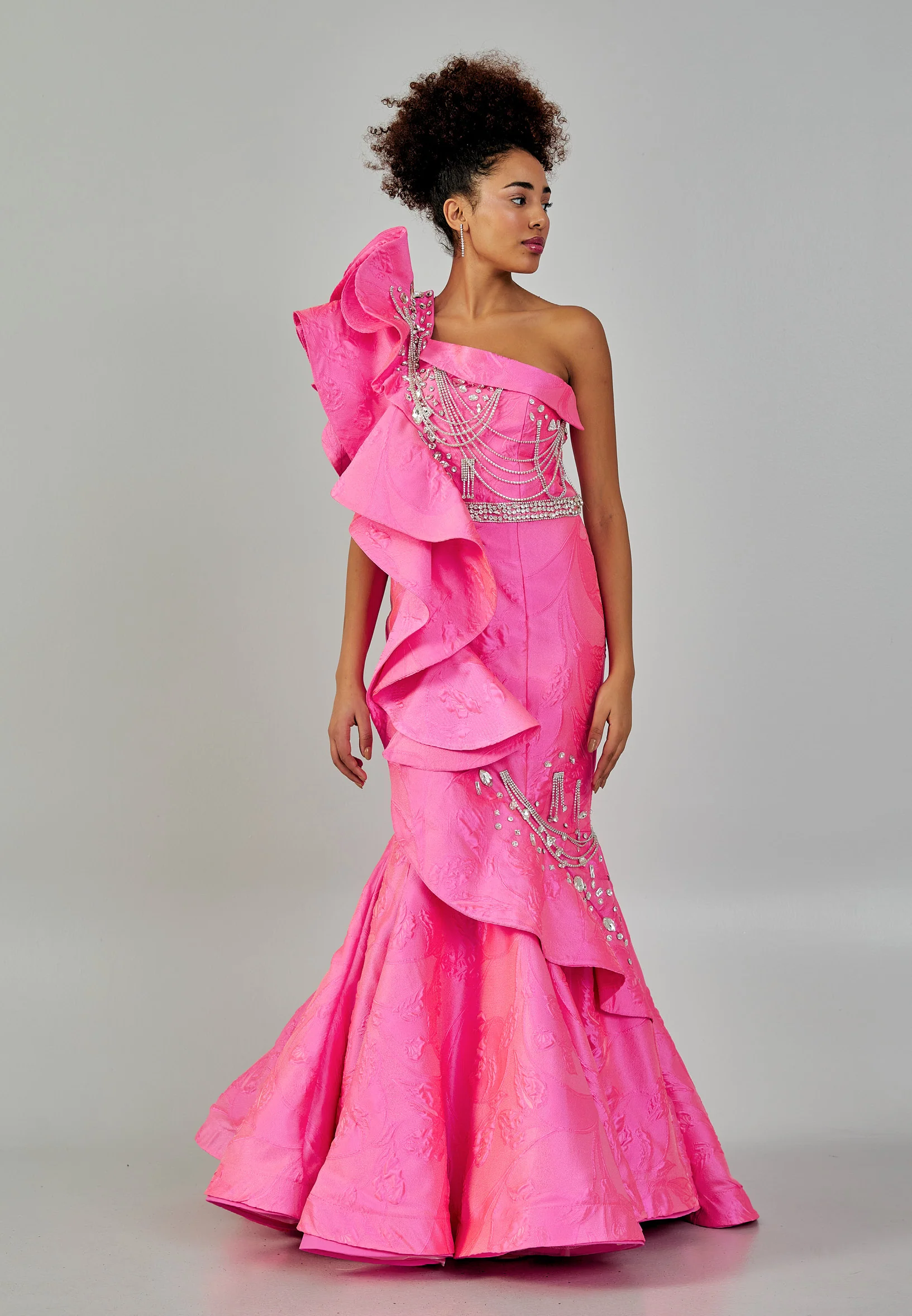 One Shoulder Maxi Polyester A - Line Regular Prom Dress mtn88152