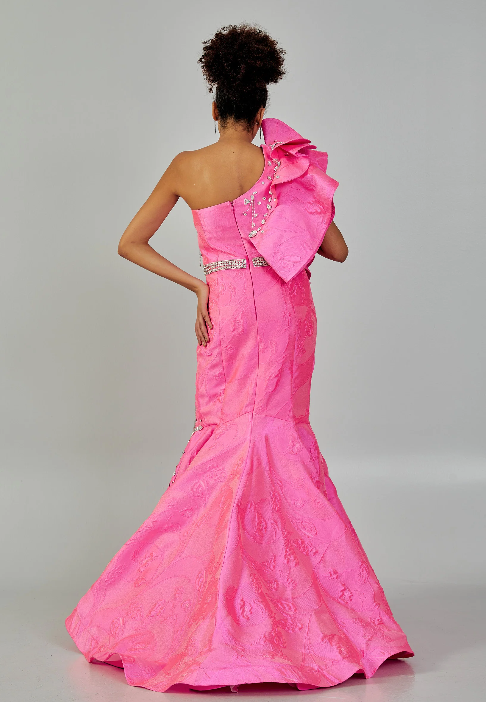 One Shoulder Maxi Polyester A - Line Regular Prom Dress mtn88152 - Image 2