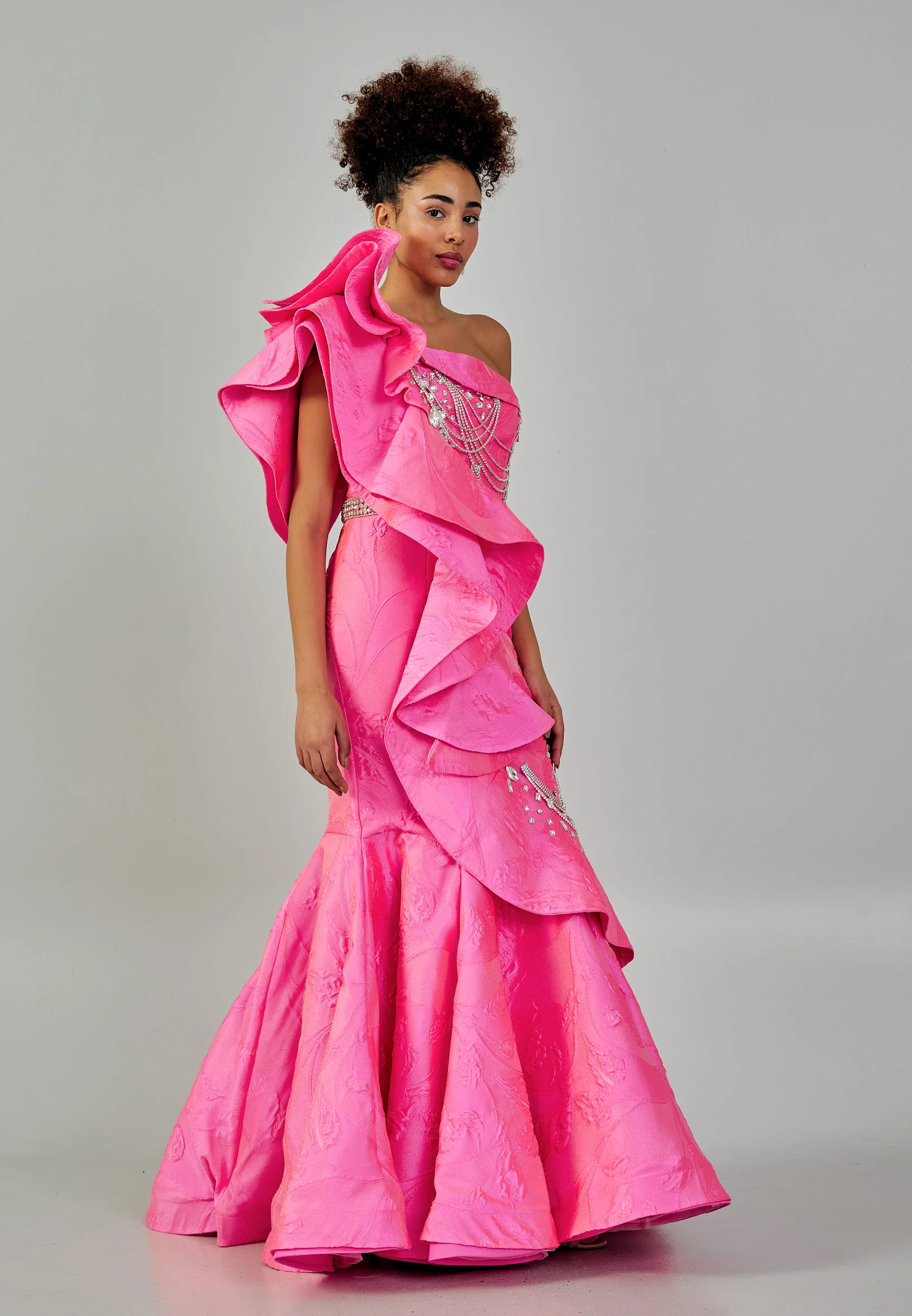 One Shoulder Maxi Polyester A - Line Regular Prom Dress mtn88152 - Image 3