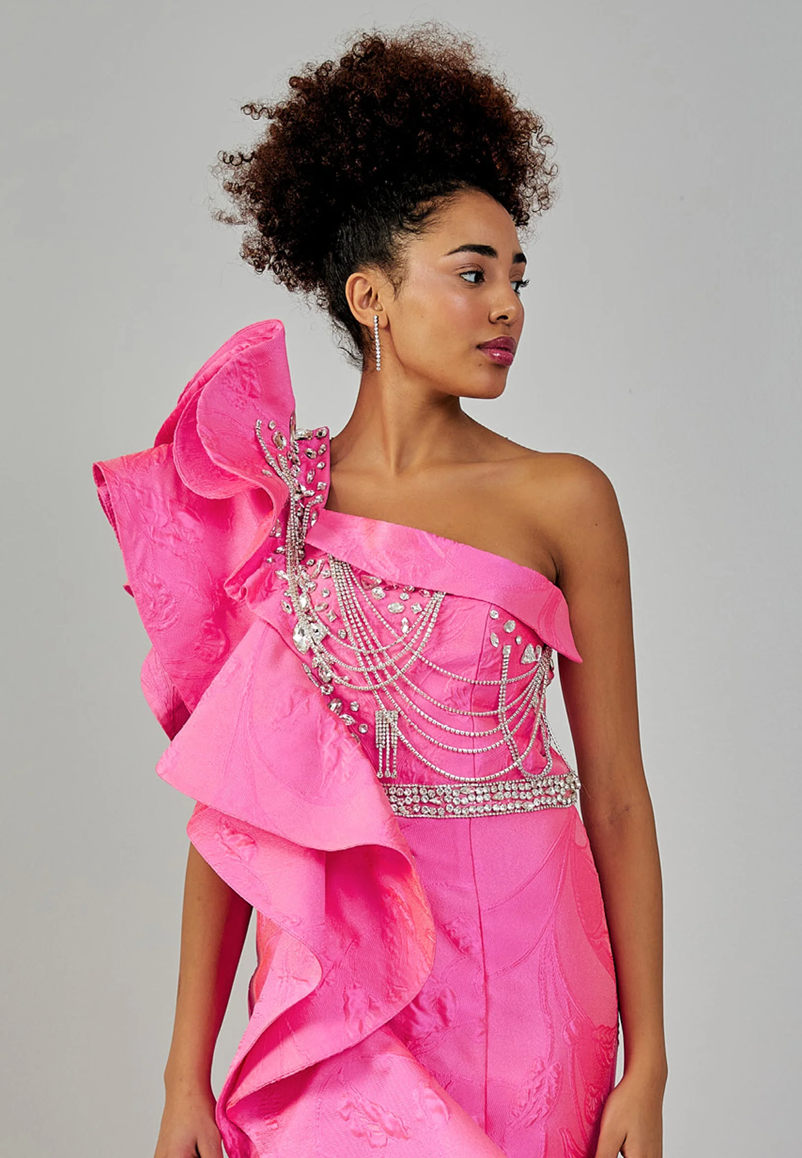 One Shoulder Maxi Polyester A - Line Regular Prom Dress mtn88152 - Image 4
