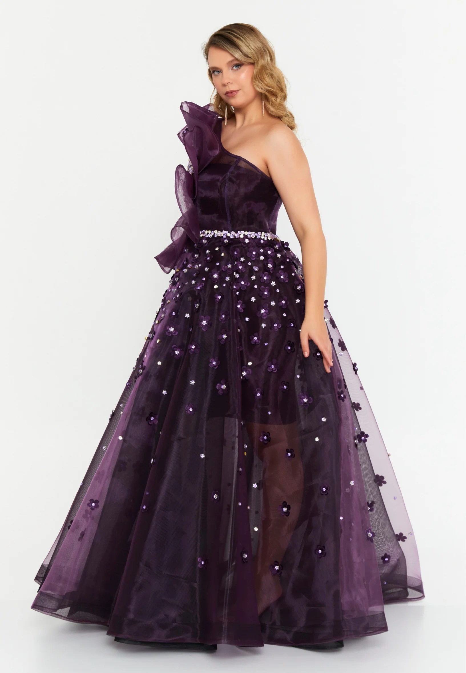 One Shoulder Maxi Polyester A - Line Regular Prom Dress mtn88181 - Image 7