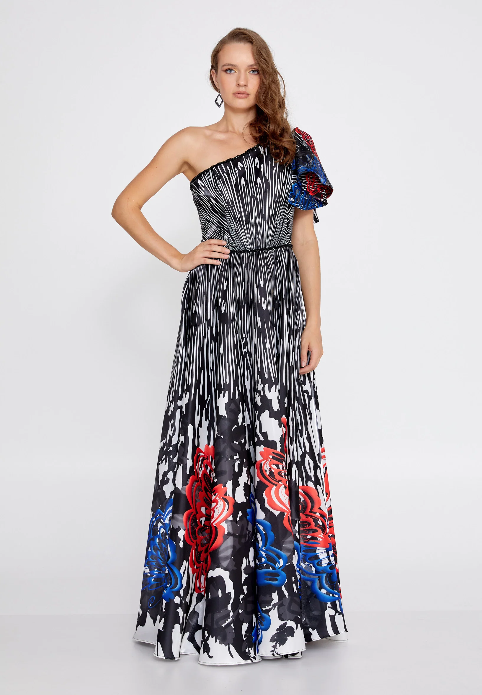 One Shoulder Maxi Polyester A - Line Regular Prom Dress ons000-124-1