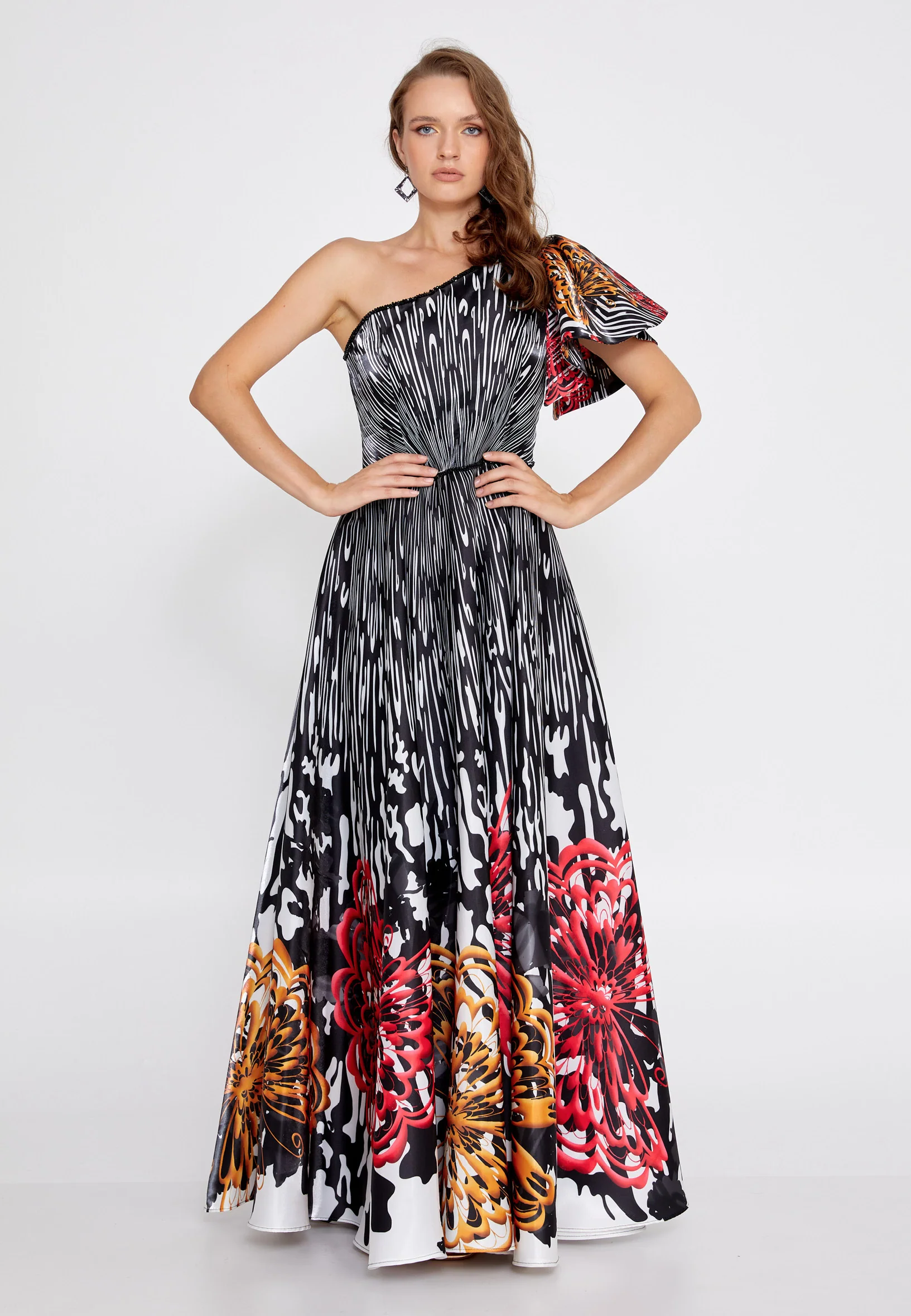 One Shoulder Maxi Polyester A - Line Regular Prom Dress ons000-124-1 - Image 5