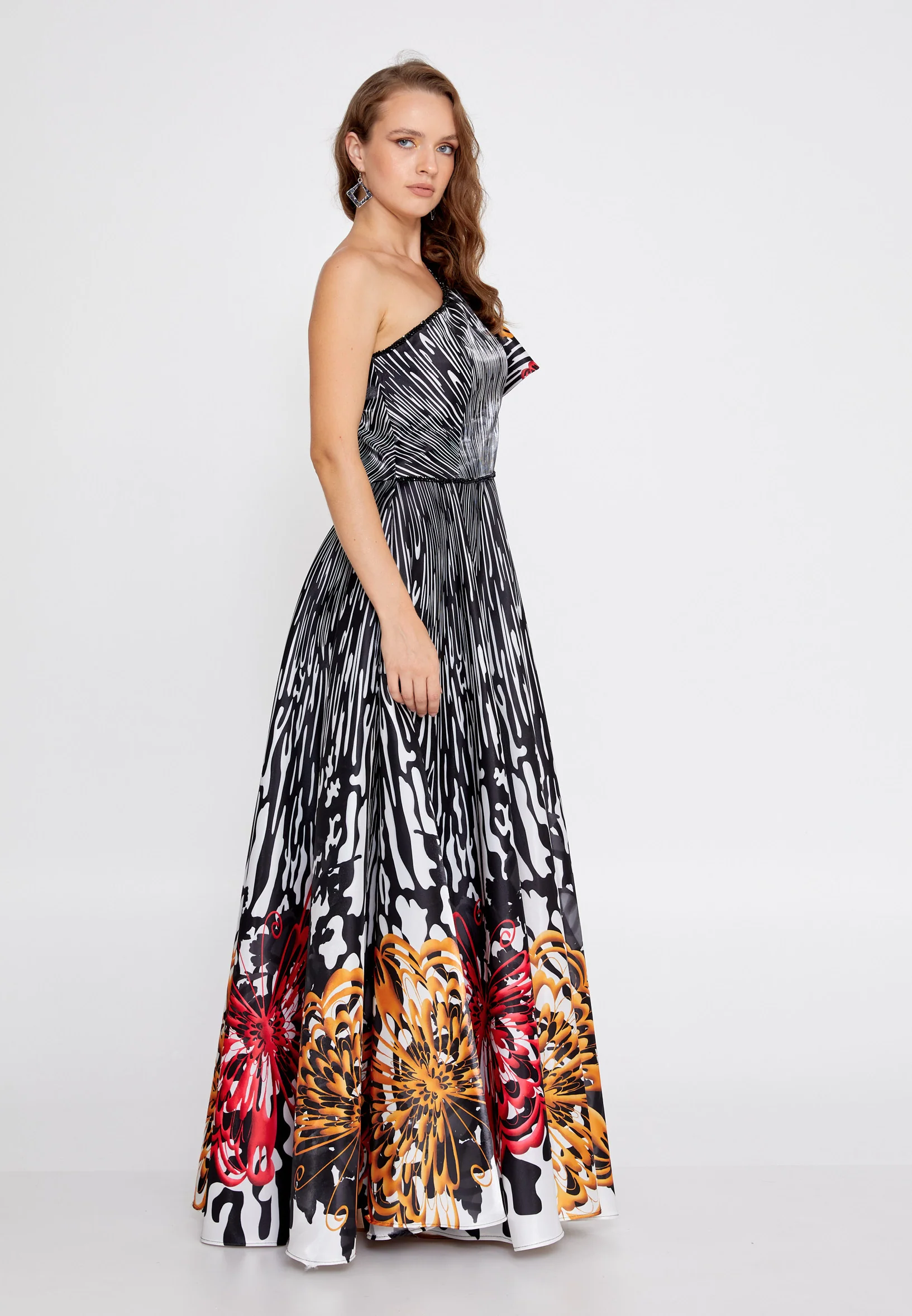 One Shoulder Maxi Polyester A - Line Regular Prom Dress ons000-124-1 - Image 7