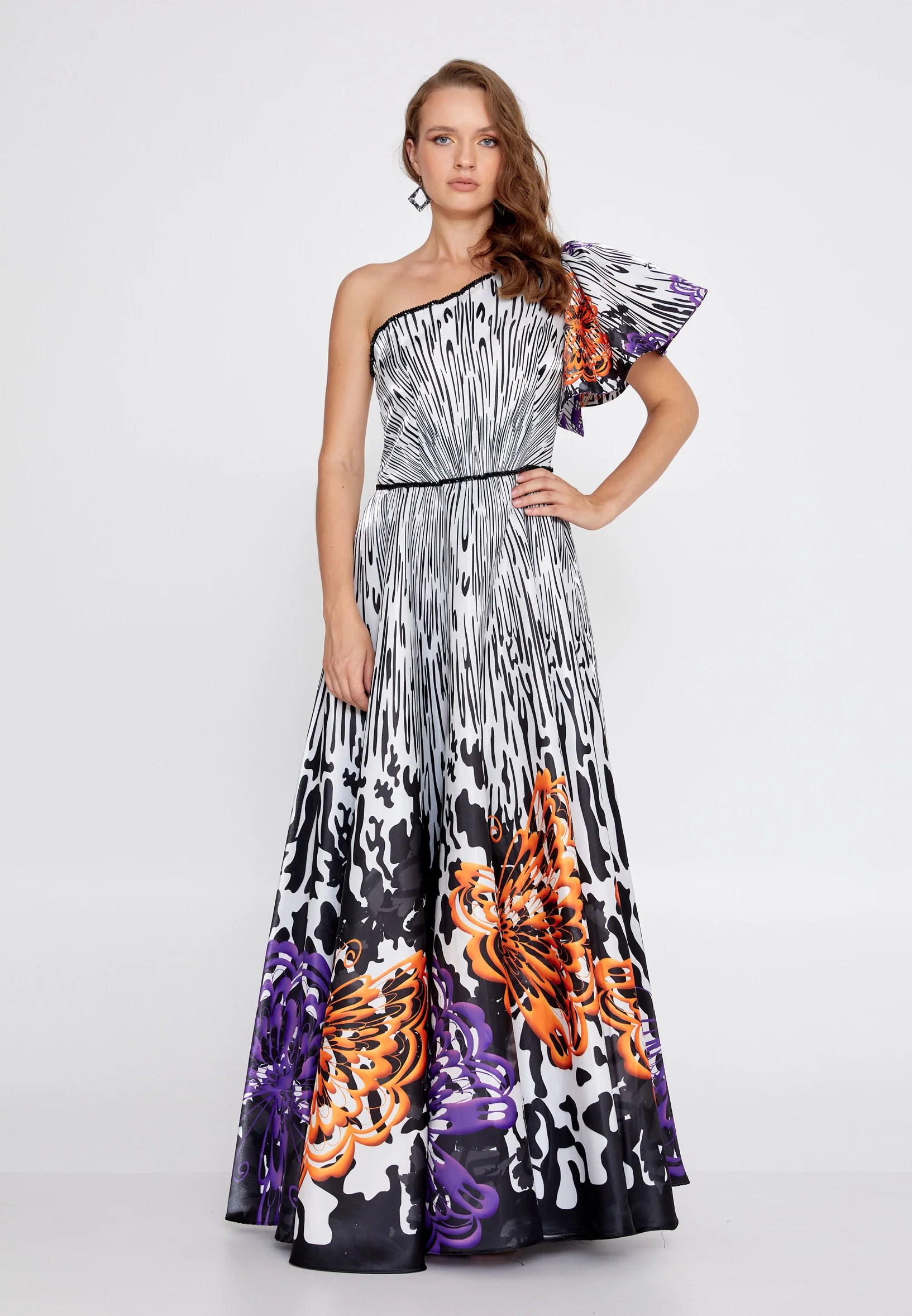 One Shoulder Maxi Polyester A - Line Regular Prom Dress ons000-124-1 - Image 9